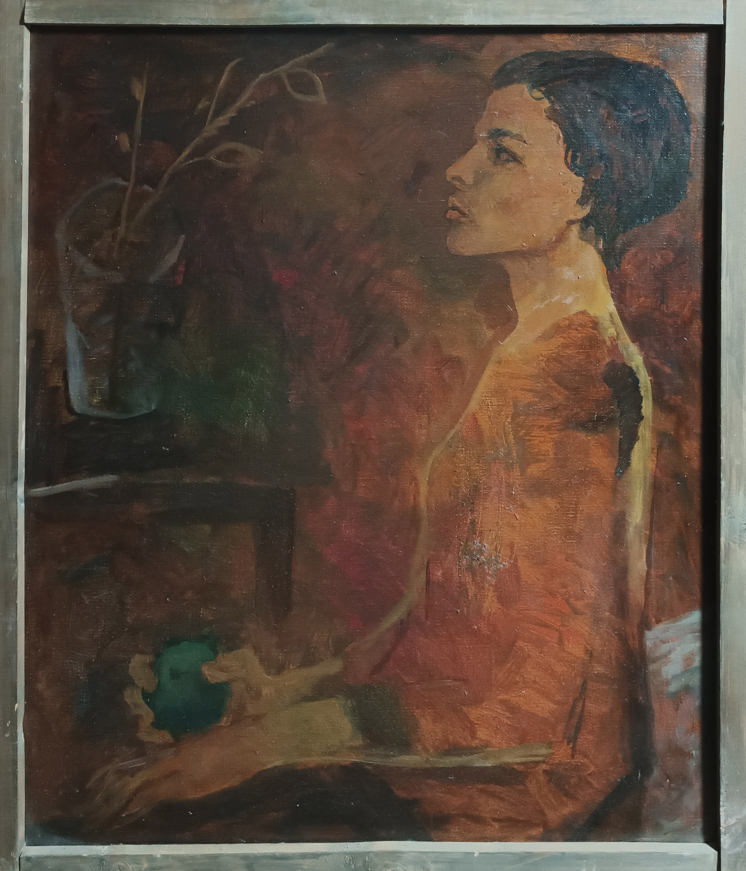 «Женщина с зеленым яблоком» 1975 год. Художник Величко Вадим Семёнович