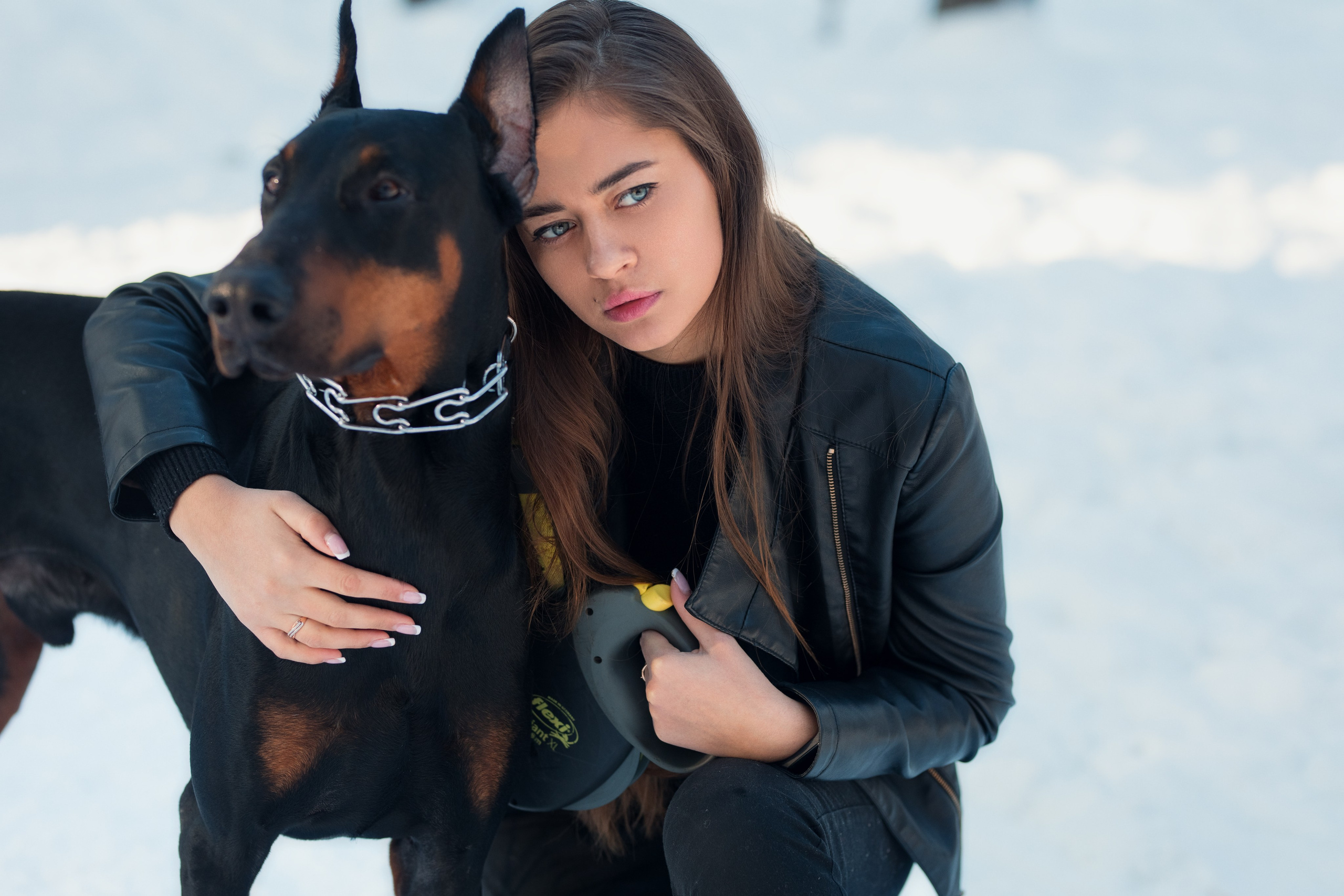 Зимняя съемка в лесу с доберманом с Ольгой в формате для «себя»