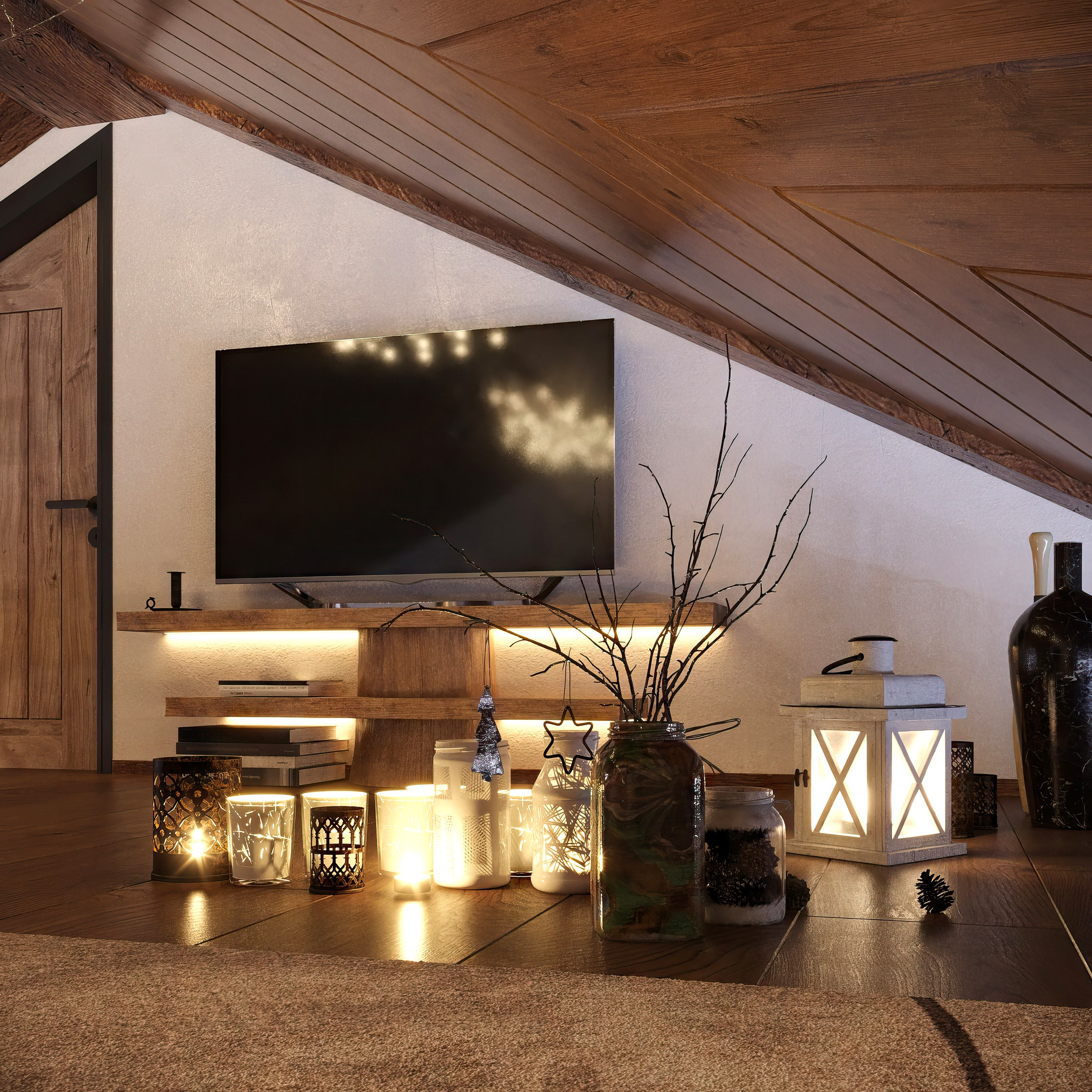 Countryside Cottage — Interior Design with Natural Materials. 3D INTERIOR AND ARCHITECTURE VISUALIZATION