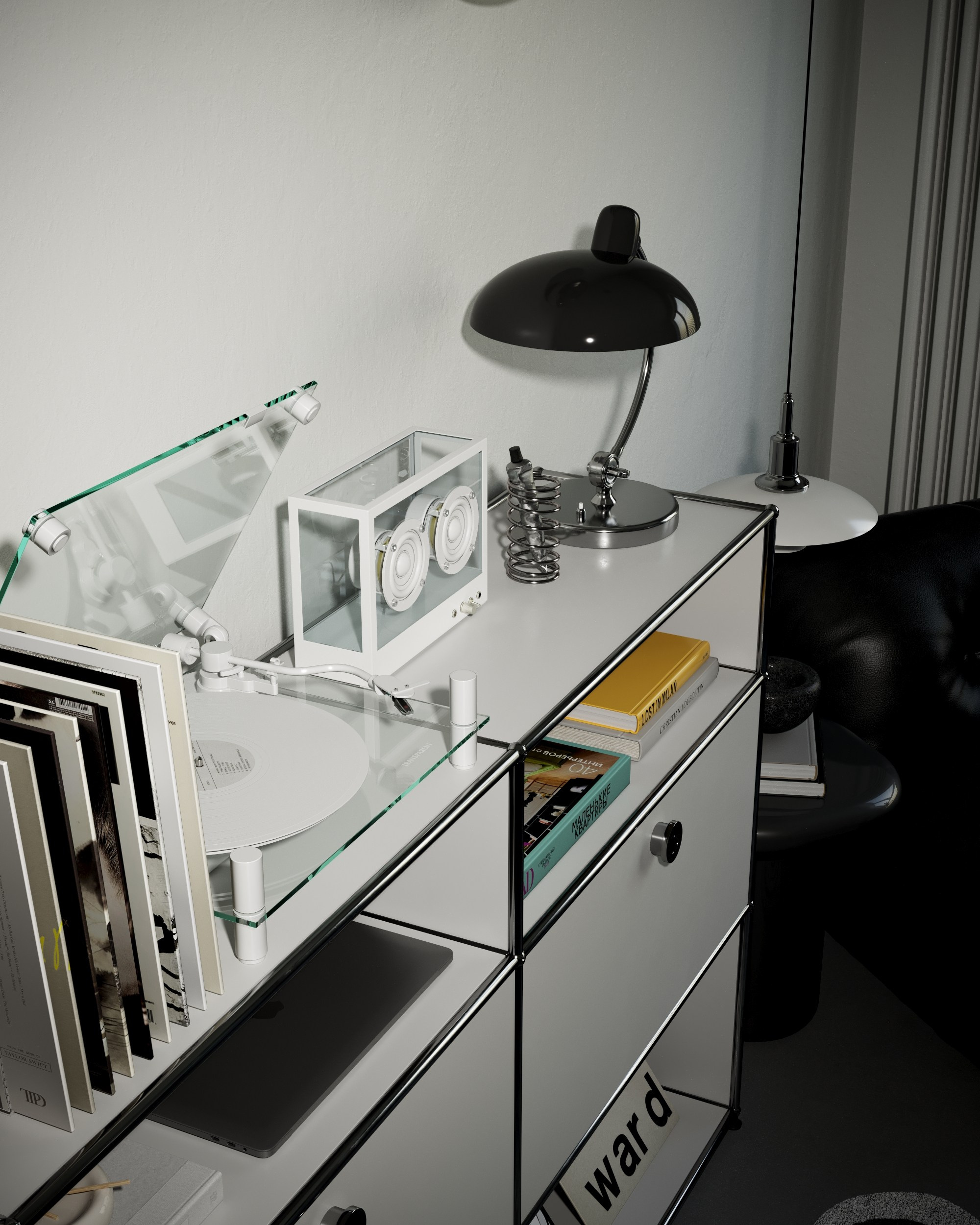 WHITE HOME OFFICE. 3D визуализация интерьера eugene7even