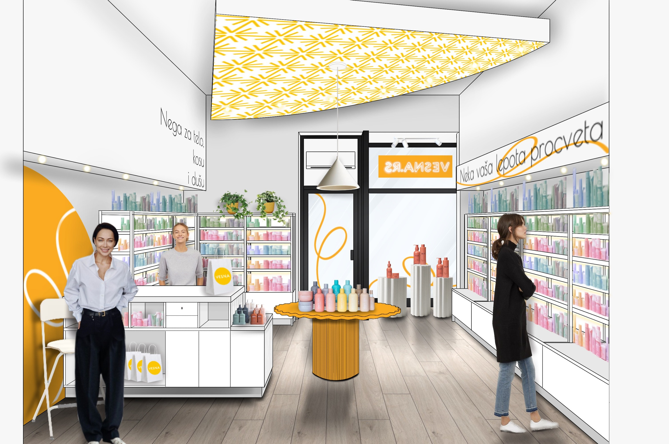 Яркий дизайн для магазина косметики в центре Белграда. Дизайн интерьеров по всему миру