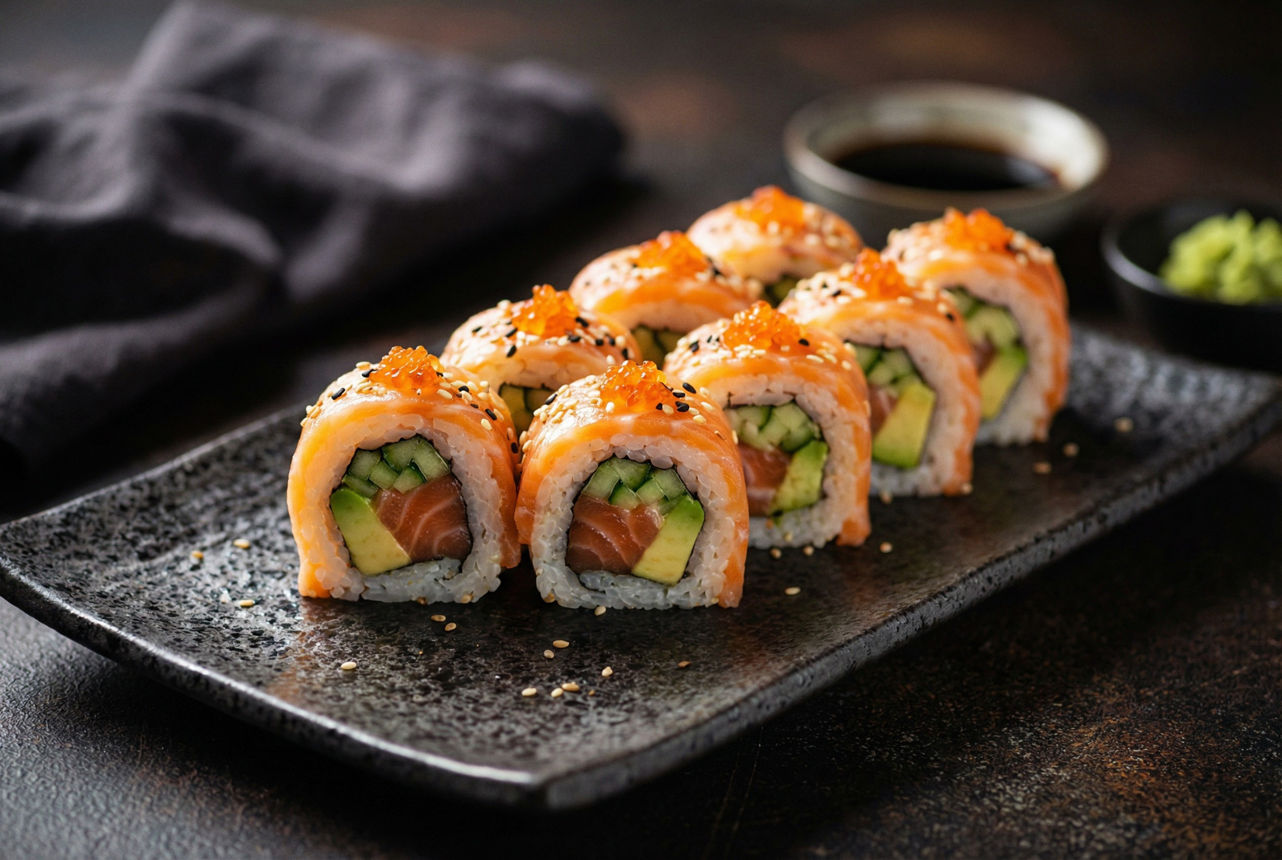 суши, роллы созданные с помощью ИИ