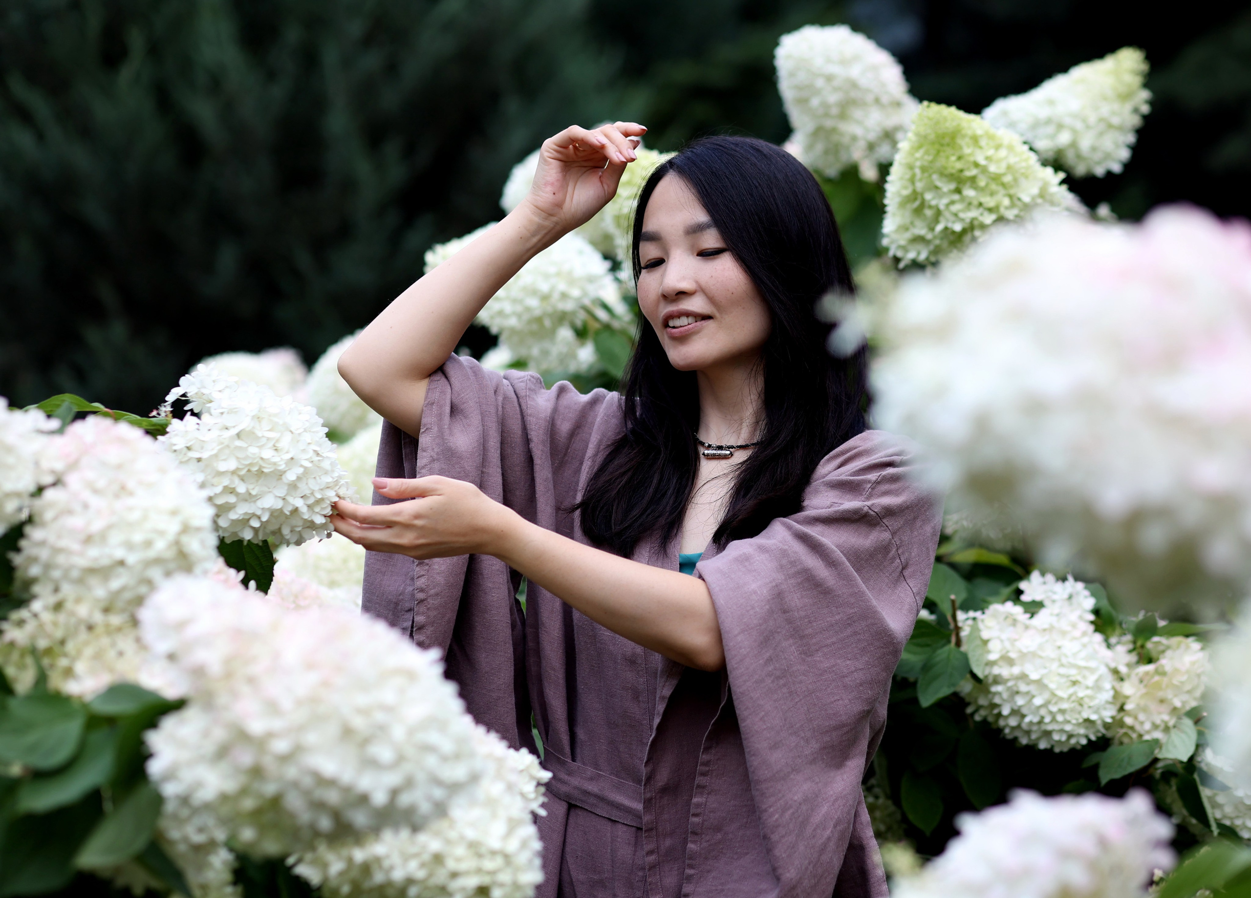 Йога. Гортензии. Тропики в Аптекарском огороде. Портретный фотограф Москва
