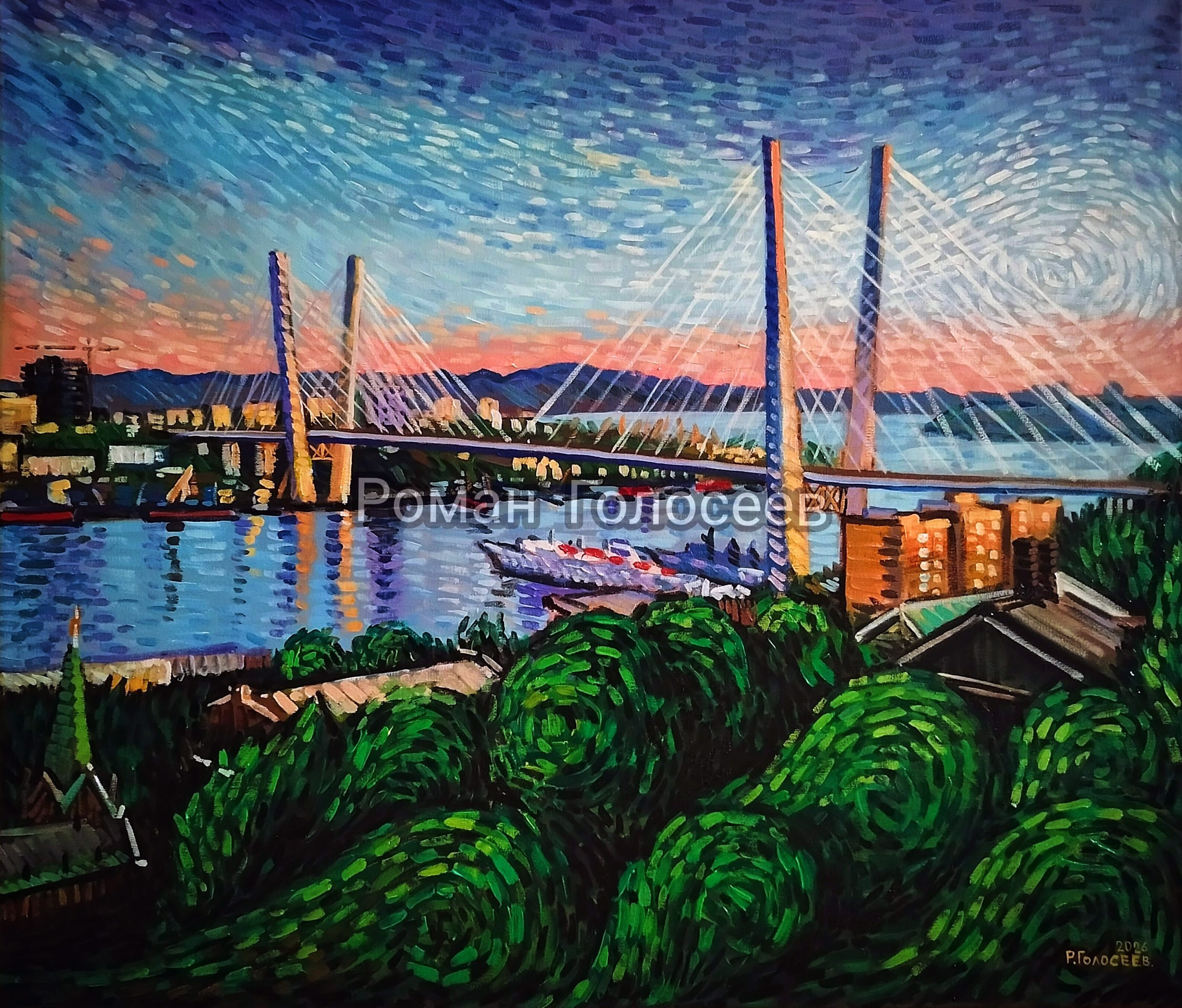 "Зеленые волны Владивостока", 60х70, холст, масло, 27.01.2026