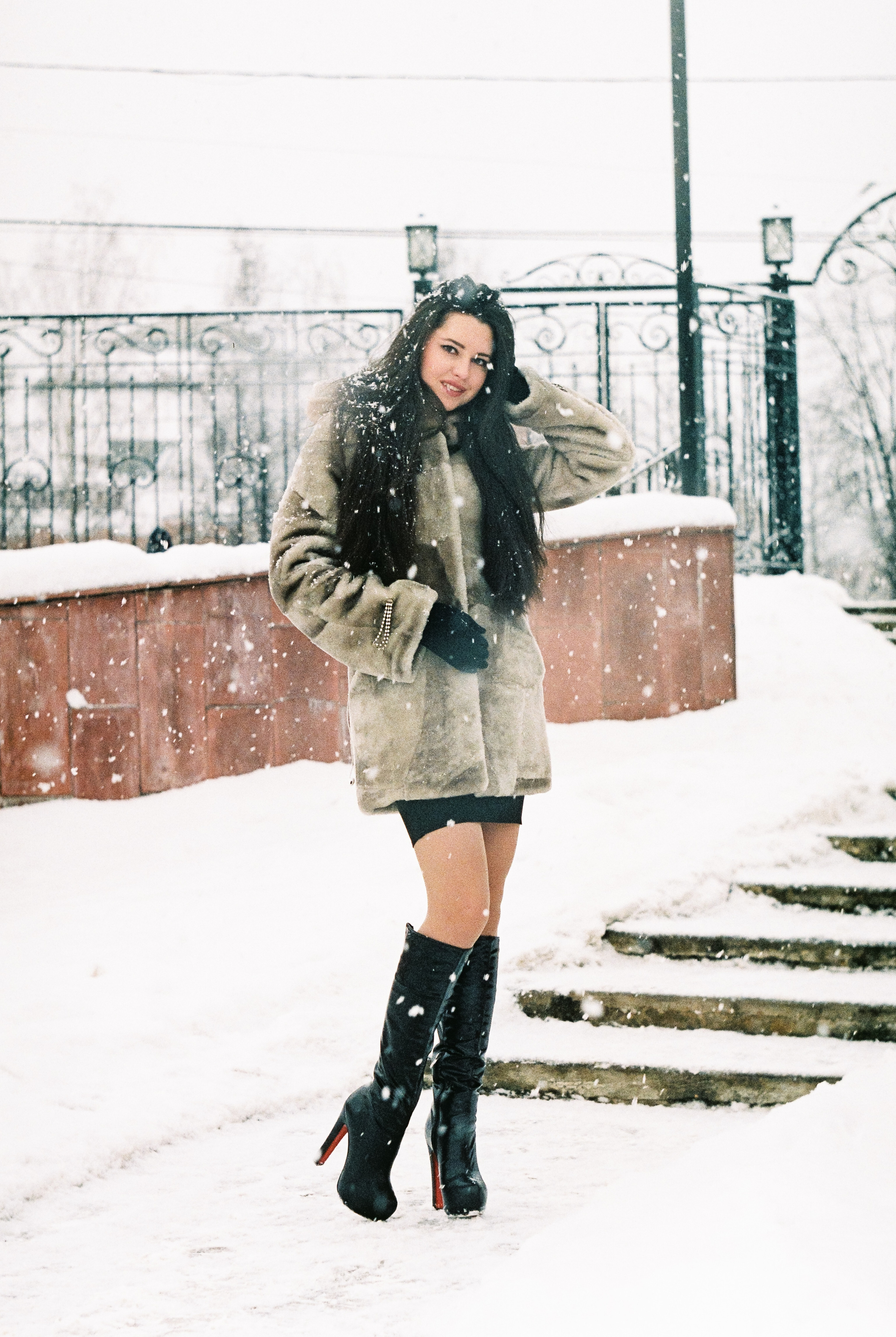 фотосессия на пленку зима зенит гелиос ретро в полнгый рост