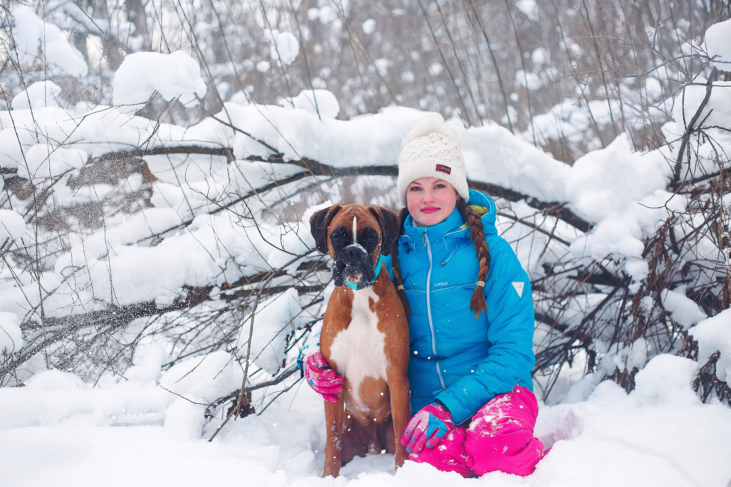 Алина, Саша и боксер Златан. Фотограф-анималист Наталия Чистюхина в г. Сосновый Бор и ЛО