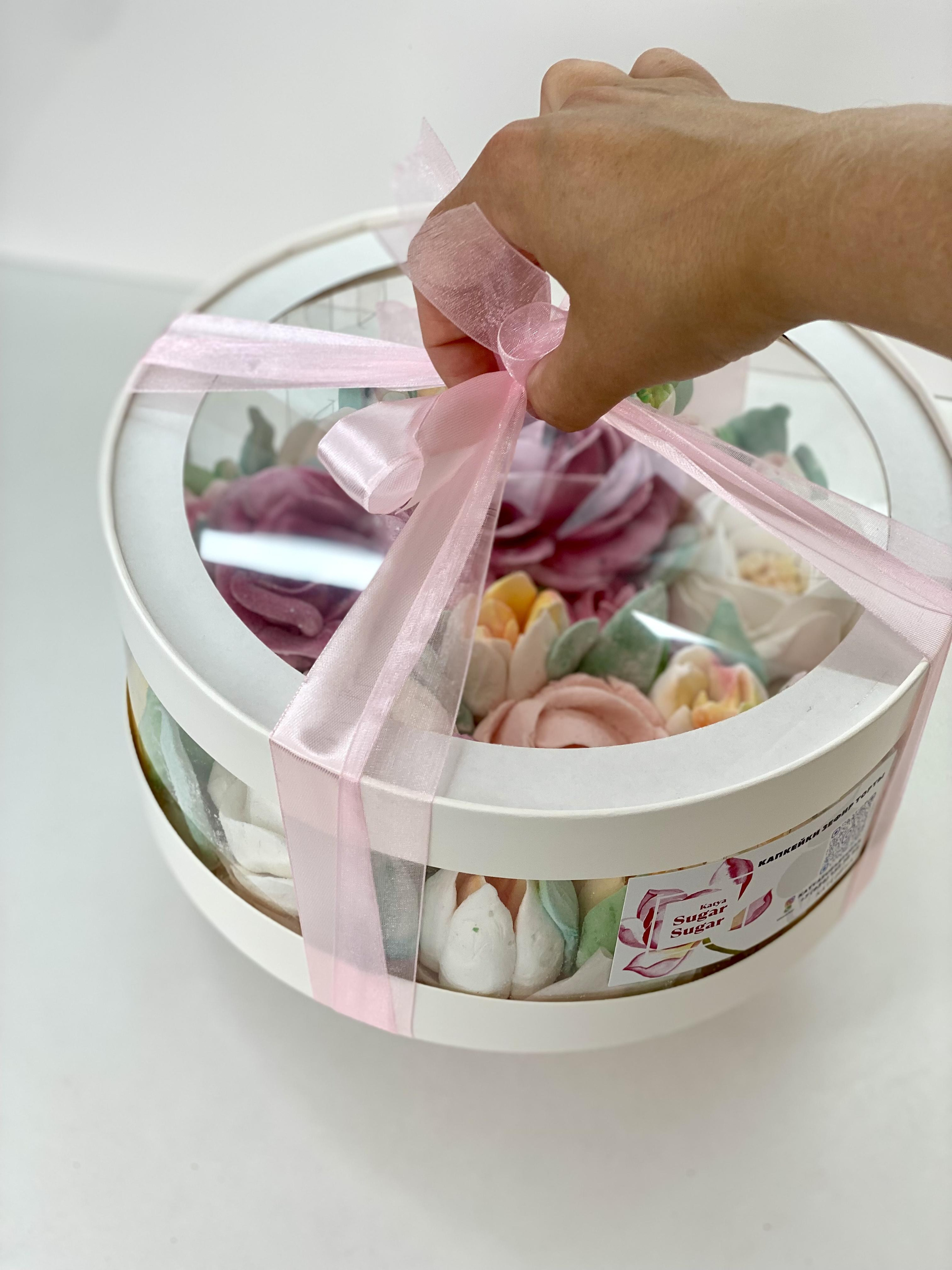 Цветы из зефира, 24 см аквабокс. Katyasugarsugar капкейки, зефир, торты Москва