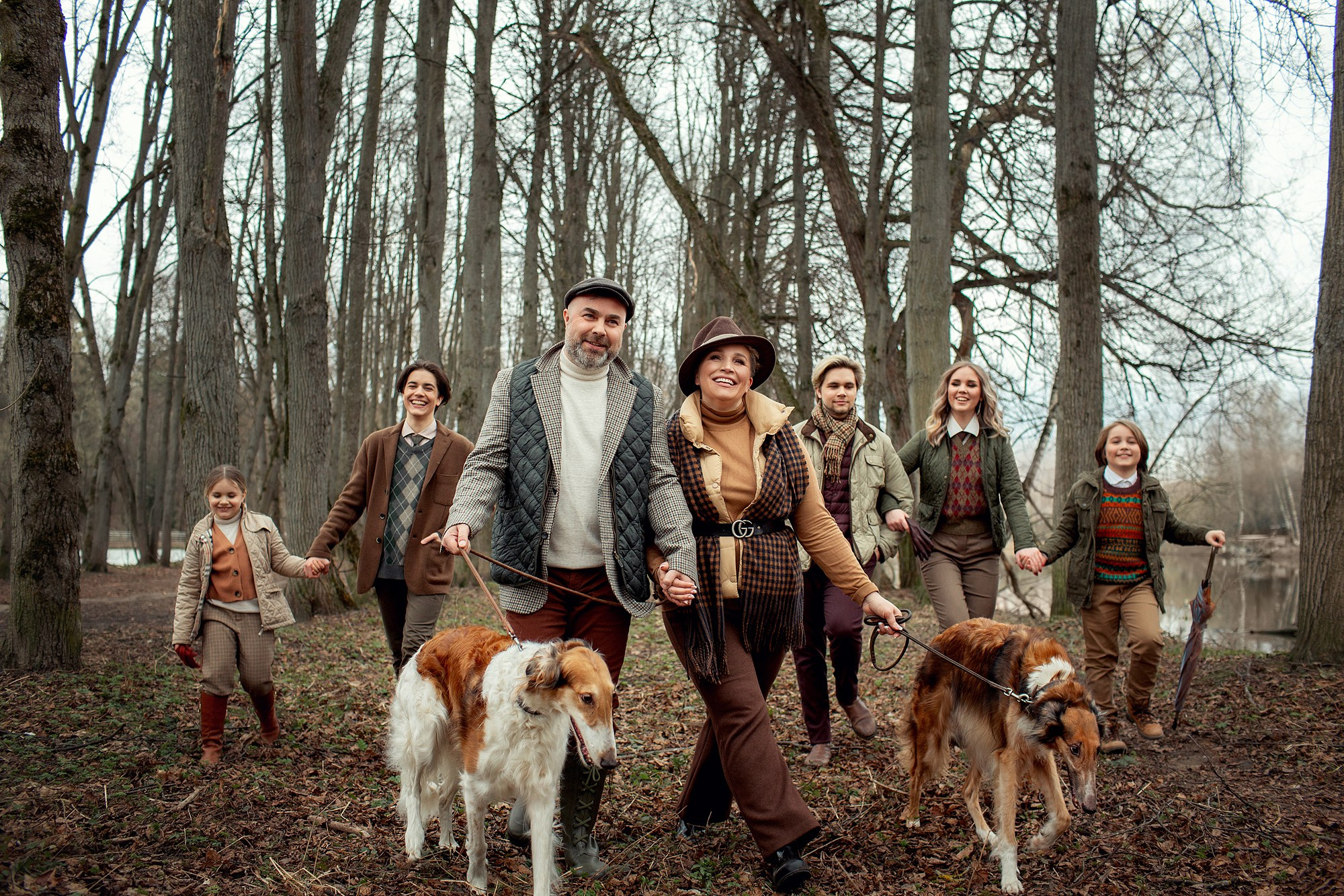 Семейная Фотосессия с русскими борзыми. Семейный фотограф Татьяна Надеждина | Москва, Московская область, Ярославль
