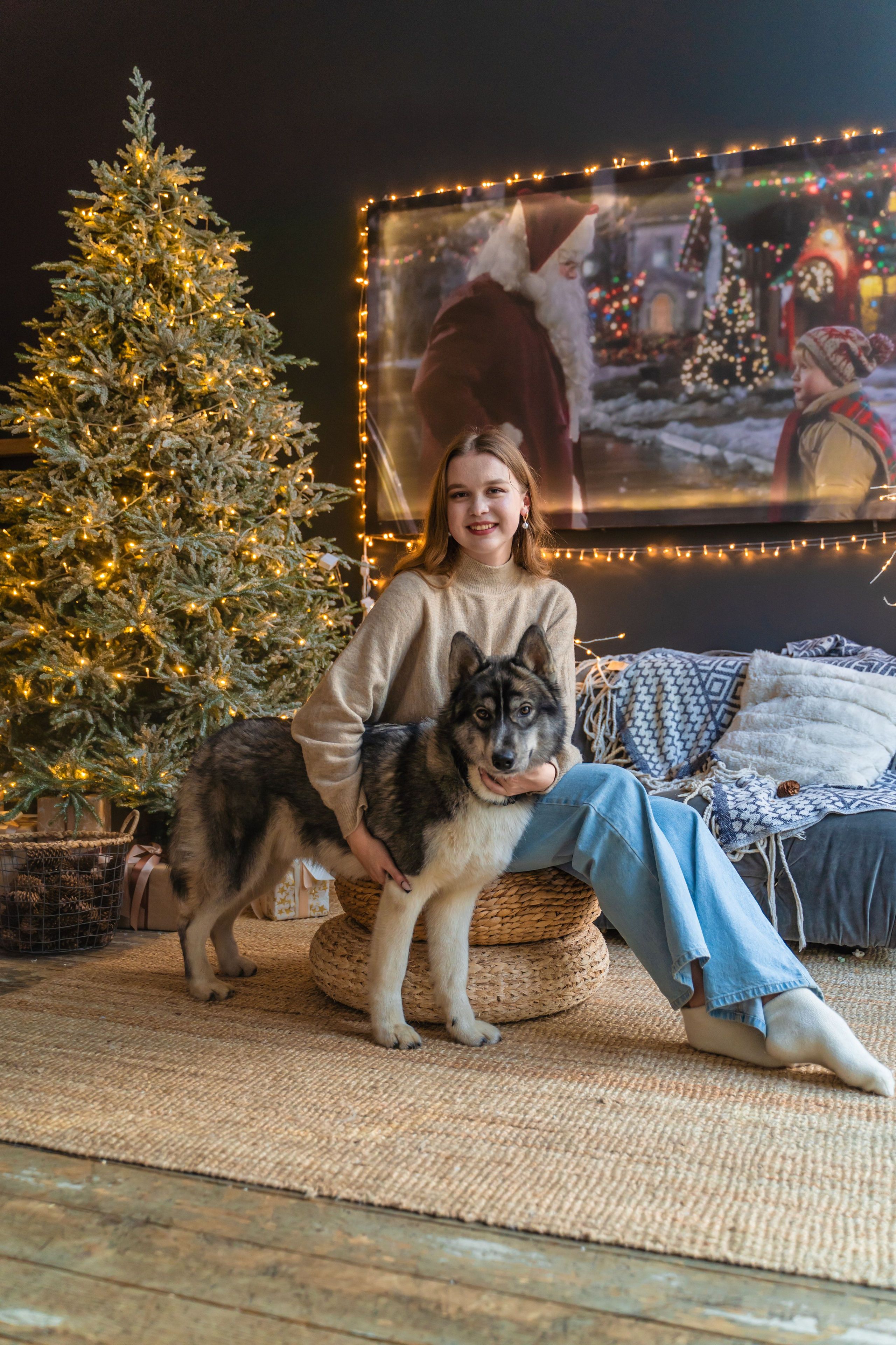 Арина и хаски Капелла и Агнар. Фотограф в Москве Ленарская Дарья