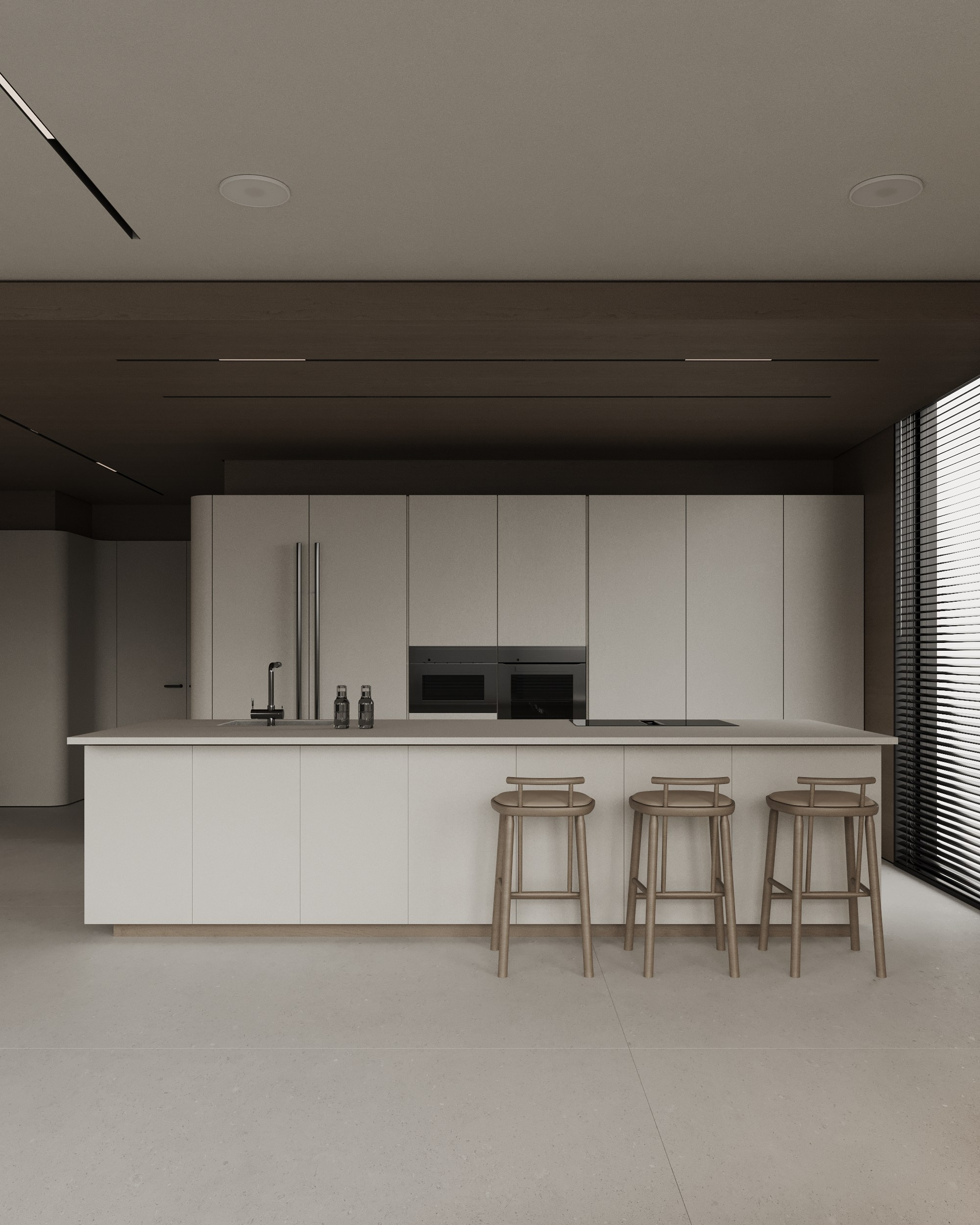 Living room and kitchen. Denis Konarev | Architectural Visualization Studio