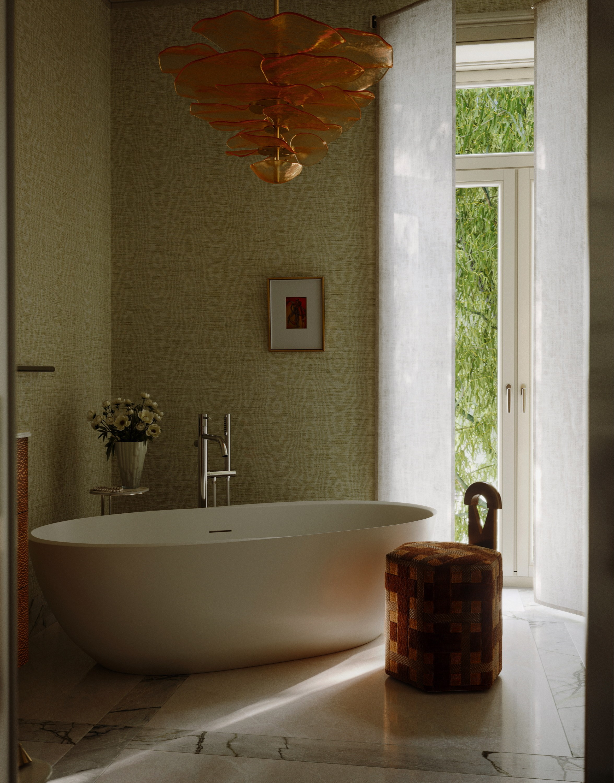 Ванная комната «Морская волна». 3D визуализация дизайна интерьера. 3D interior design visualizer