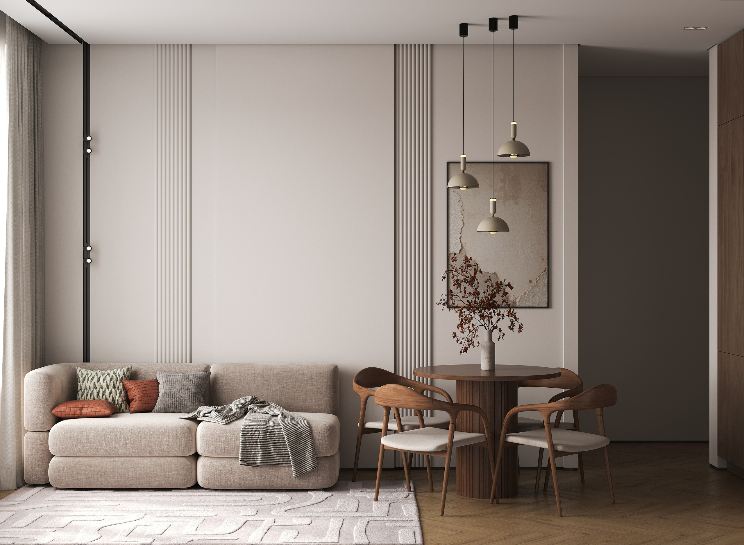 16  m² КУХНЯ-ГОСТИНАЯ. 3d визуализатор