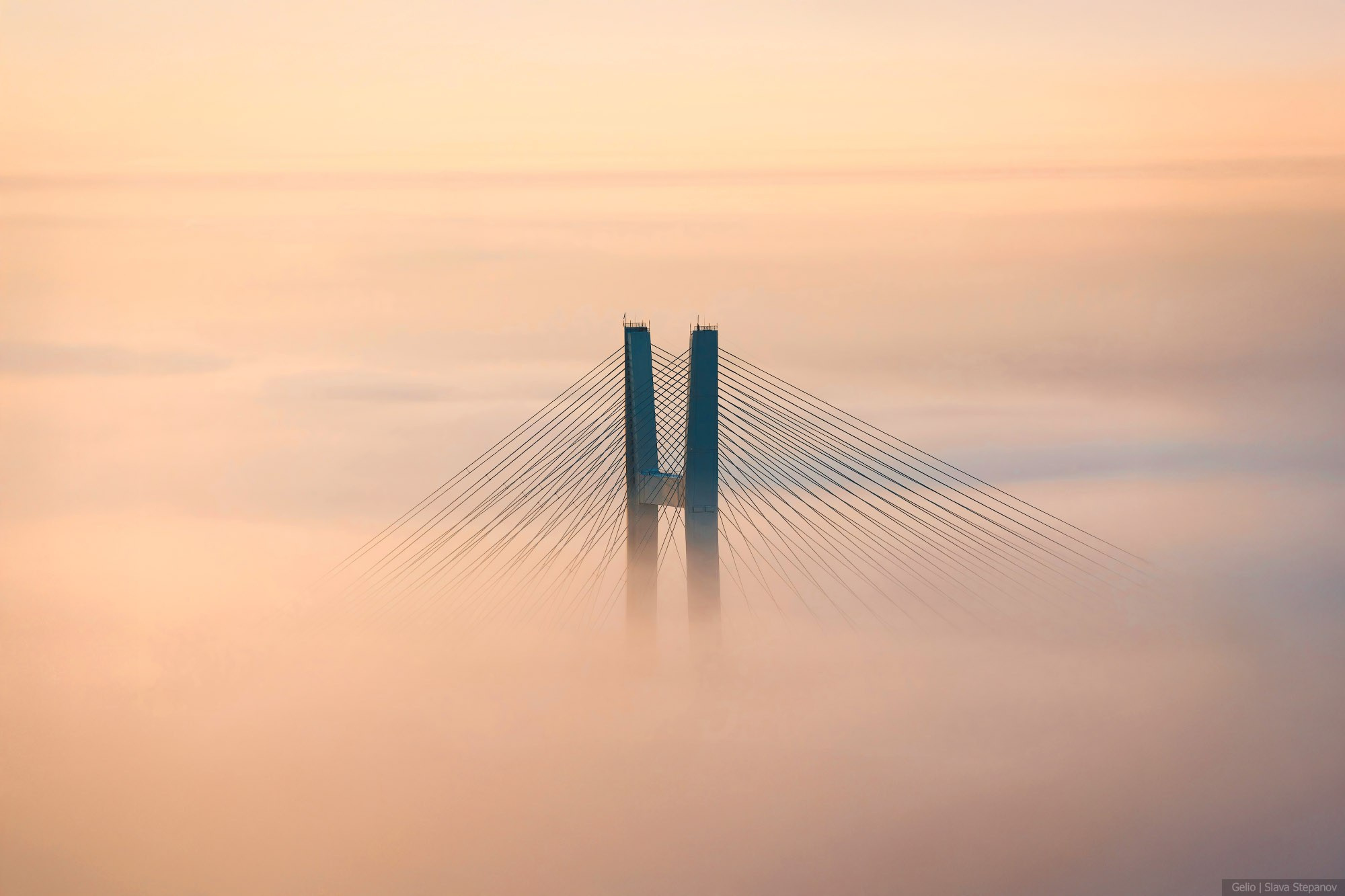 Новосибирск четвёртый центральный мост с высоты туман