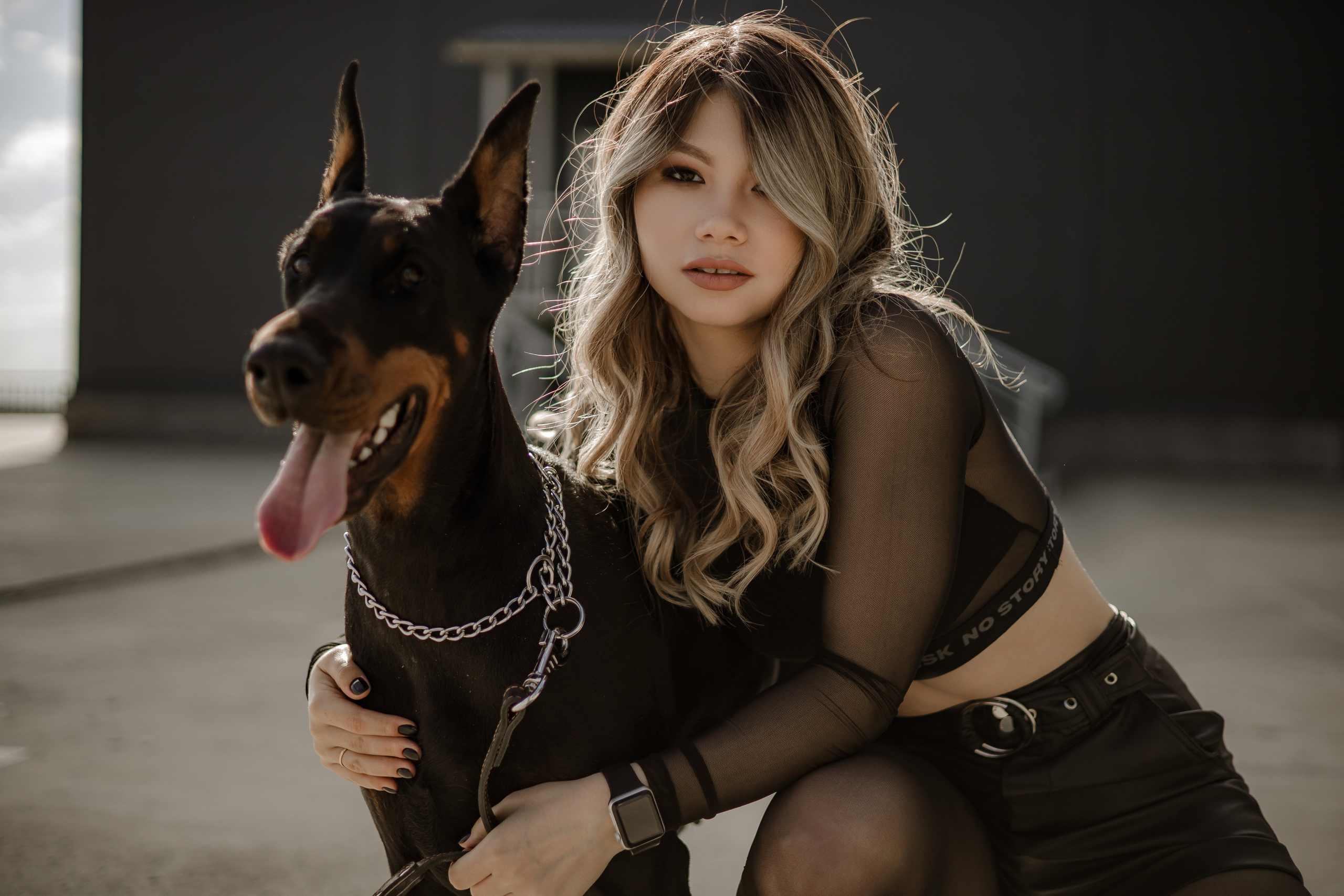 Фотосессия Евгении с доберманом. Свадебный и семейный фотограф в Самаре и Тольятти | Елена Топанцева