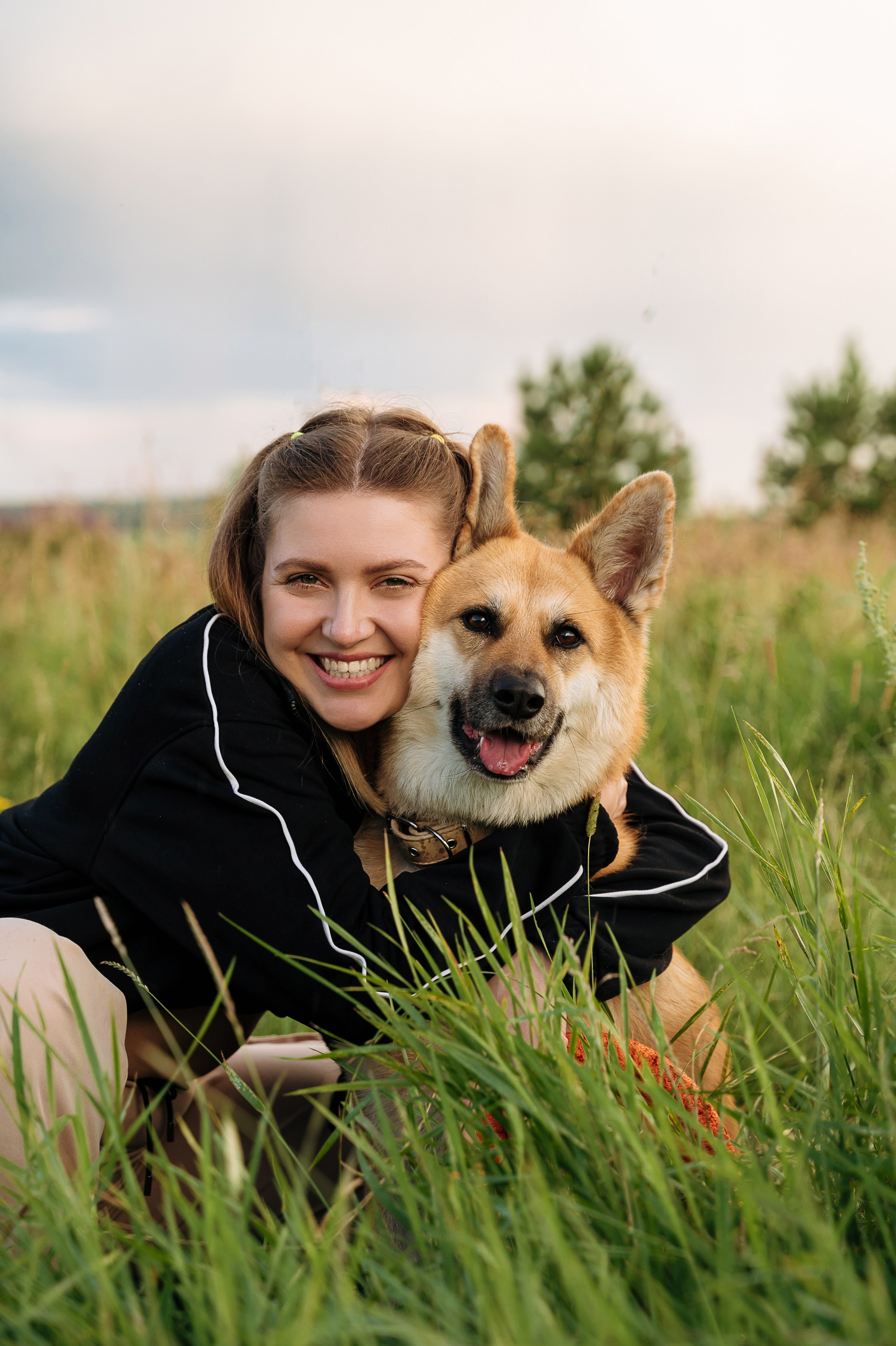 фотосессия с лучшим другом - собакой летом на природе