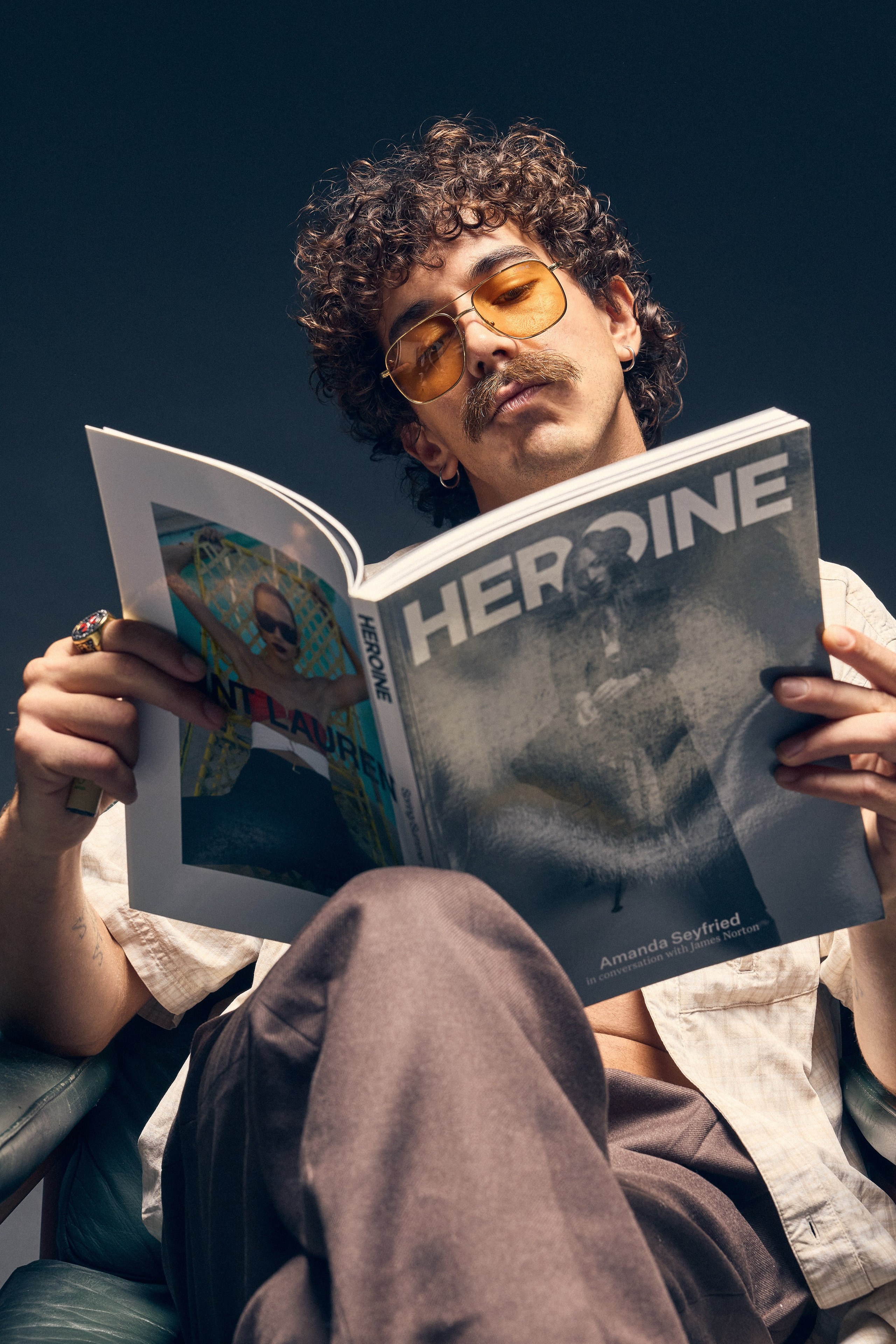 Cinematic fashion portrait of man in retro aesthetic