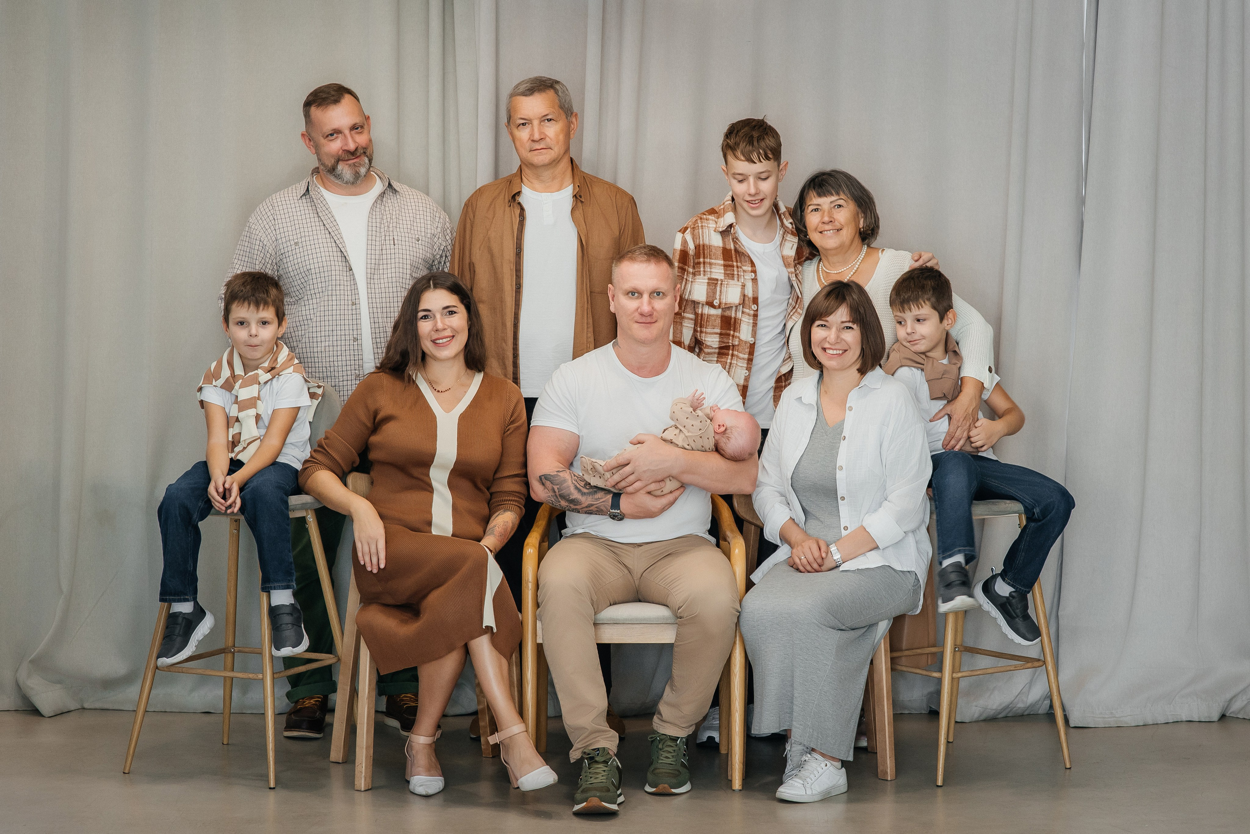 Большая и дружная семья, 3 поколения. Семейный фотограф в Москве Наталья Чуб, заказать Фотокнигу