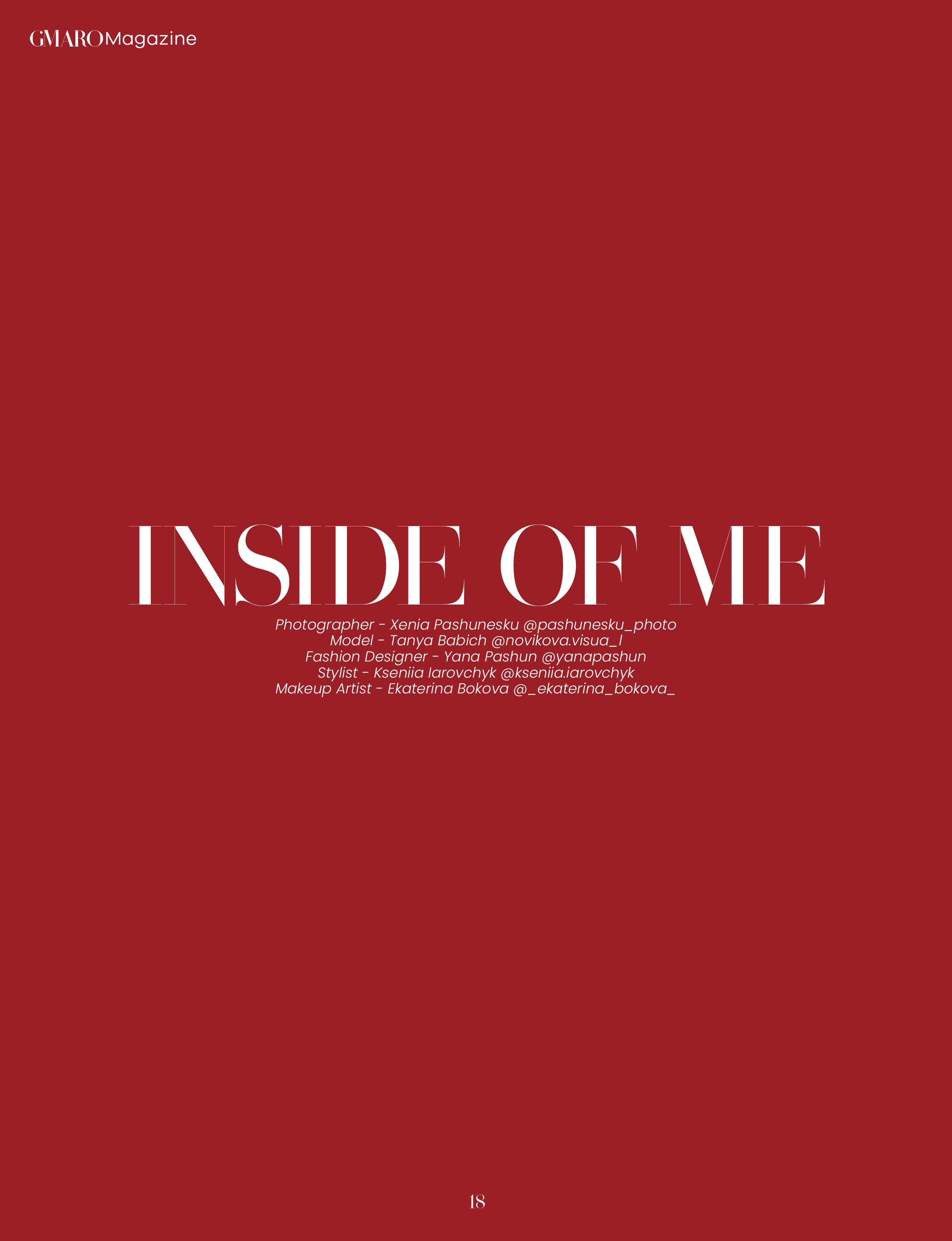 Inside Of Me. GMARO magazine. 2023. Пашунеску Ксения: Фотограф | Фотосессия в Анапе
