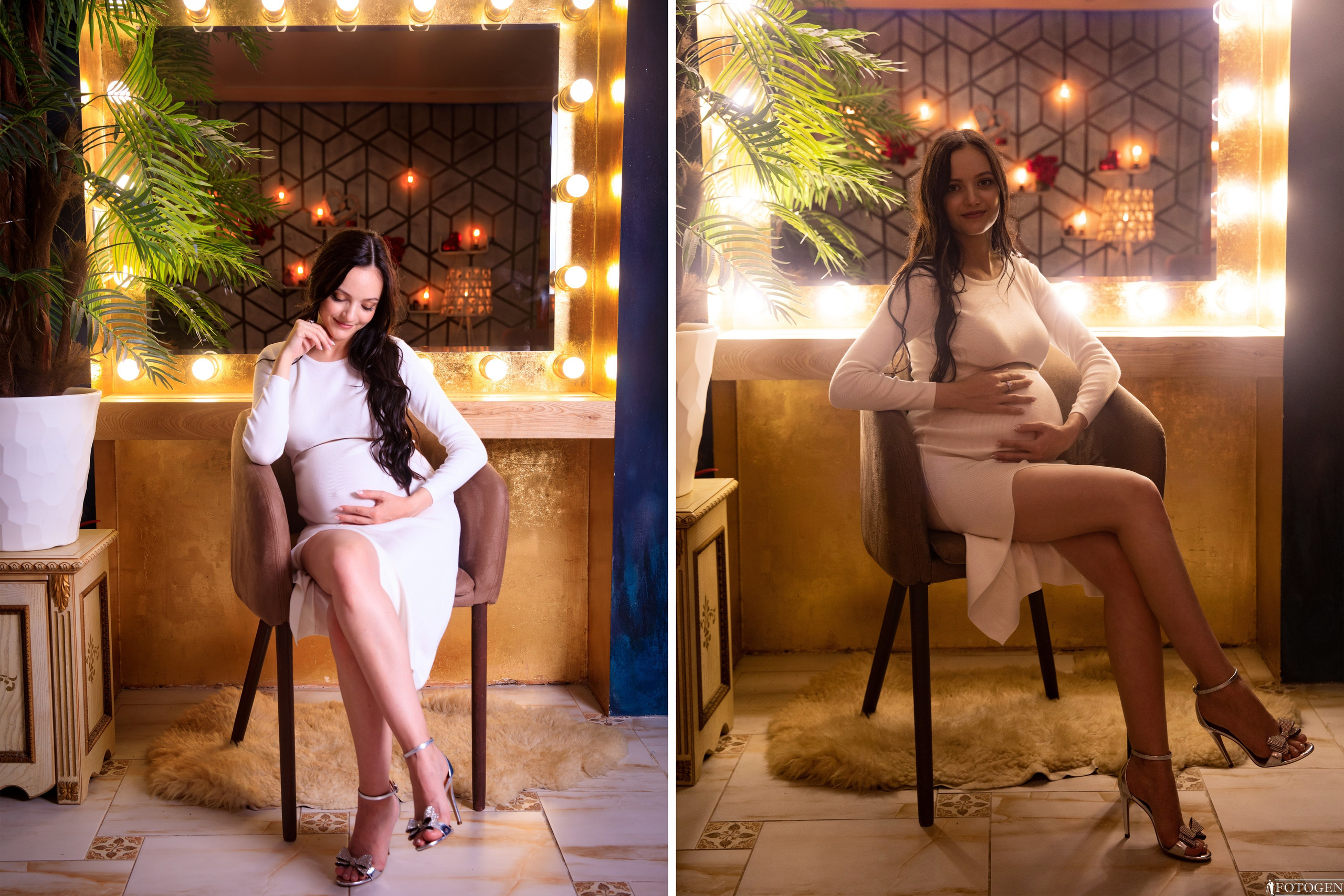 Фотосессия для беременных в интерьерной фотостудии «Fotogen» г. Краснодар -  «Буду мамой». Фото у зеркала. Фотография 3.