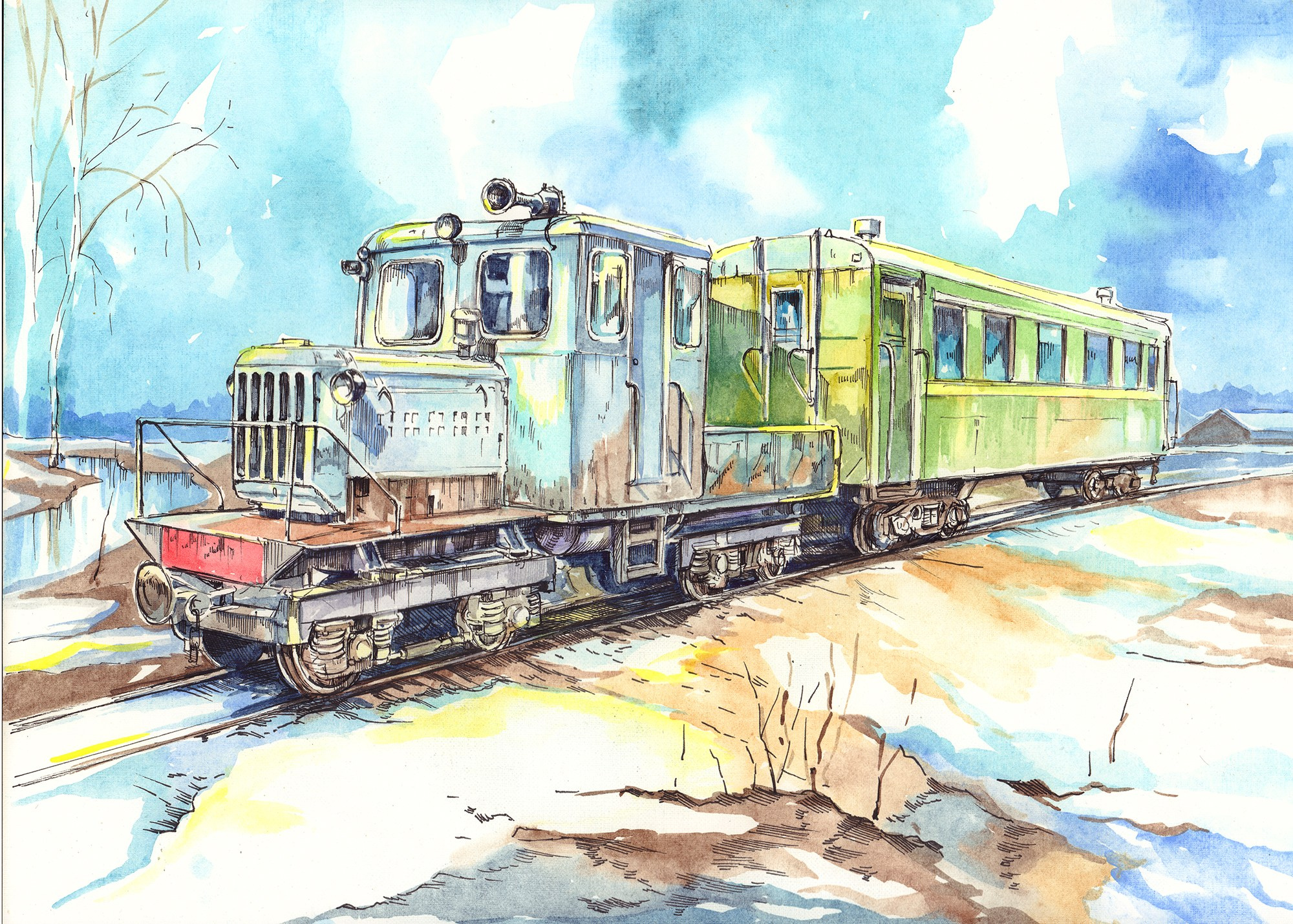 Узкоколейные железные дороги. Художник Александр Петрунин