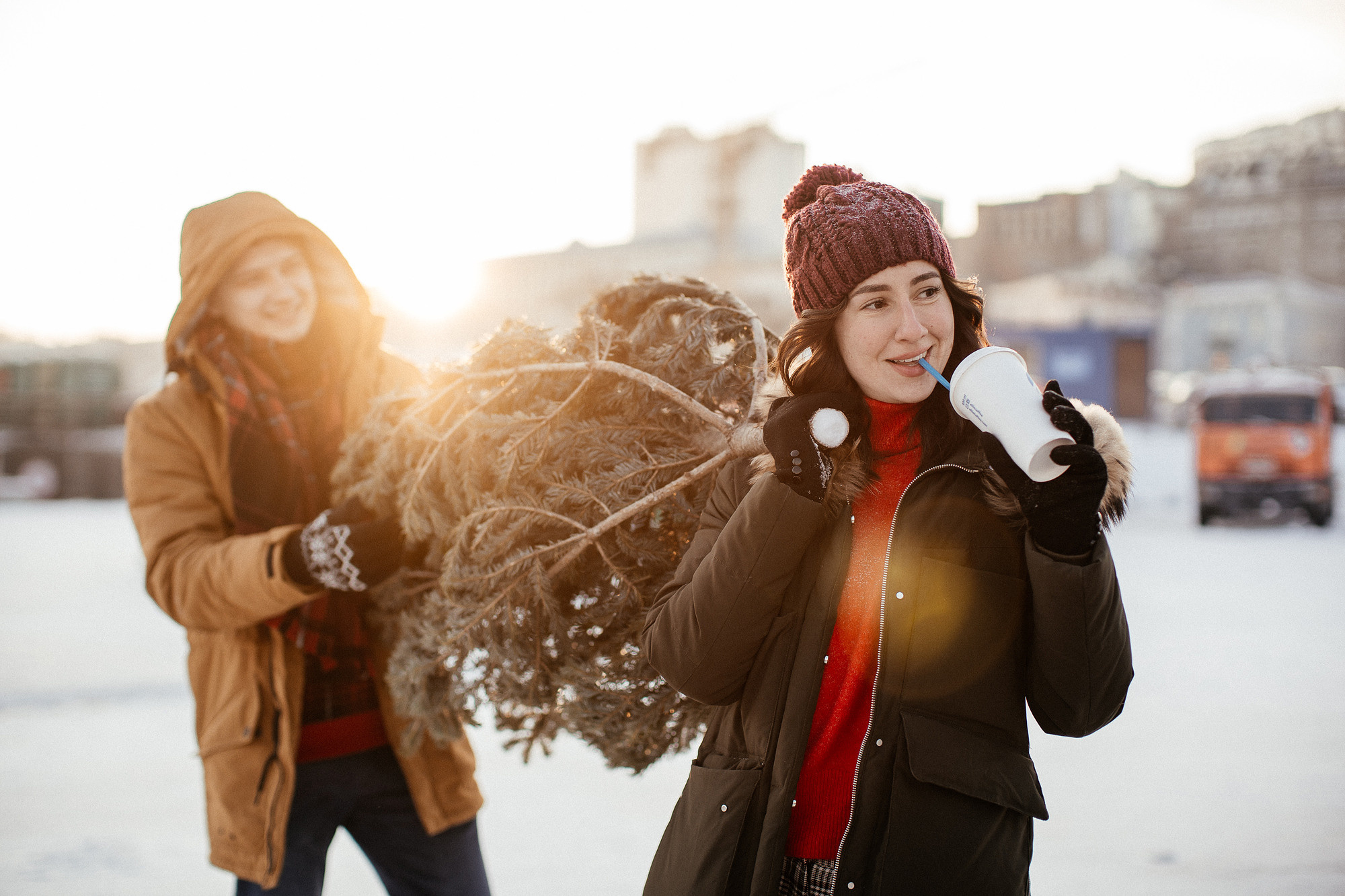 Фотосессия с ёлкой на улице. Фотограф во Владивостоке Антон Блохин