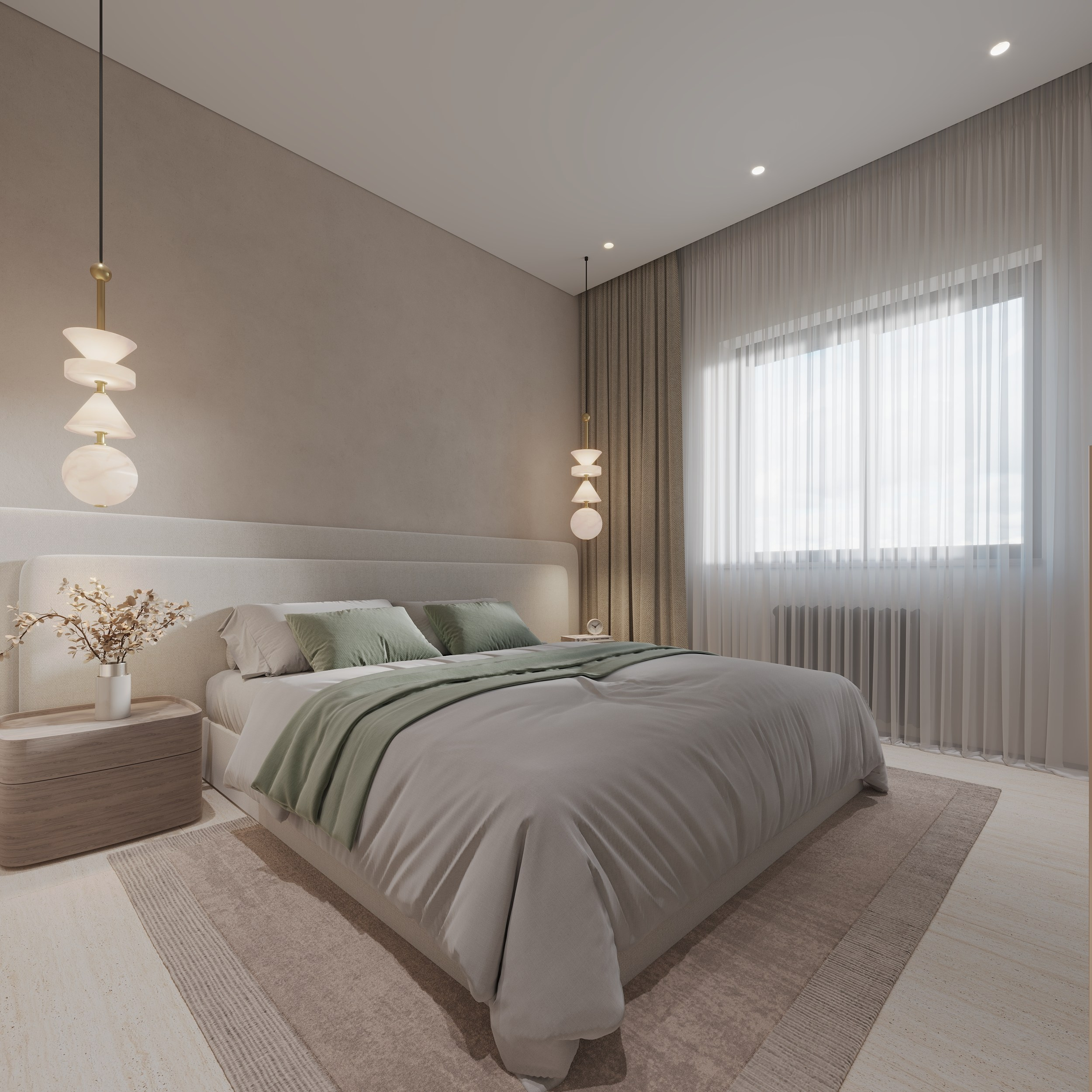 Интерьер квартиры в тёплых тонах — 3D визуализация от Baxx Pro для дизайнера Дианы Кова. 3Д Визуализация Интерьера и Архитектуры