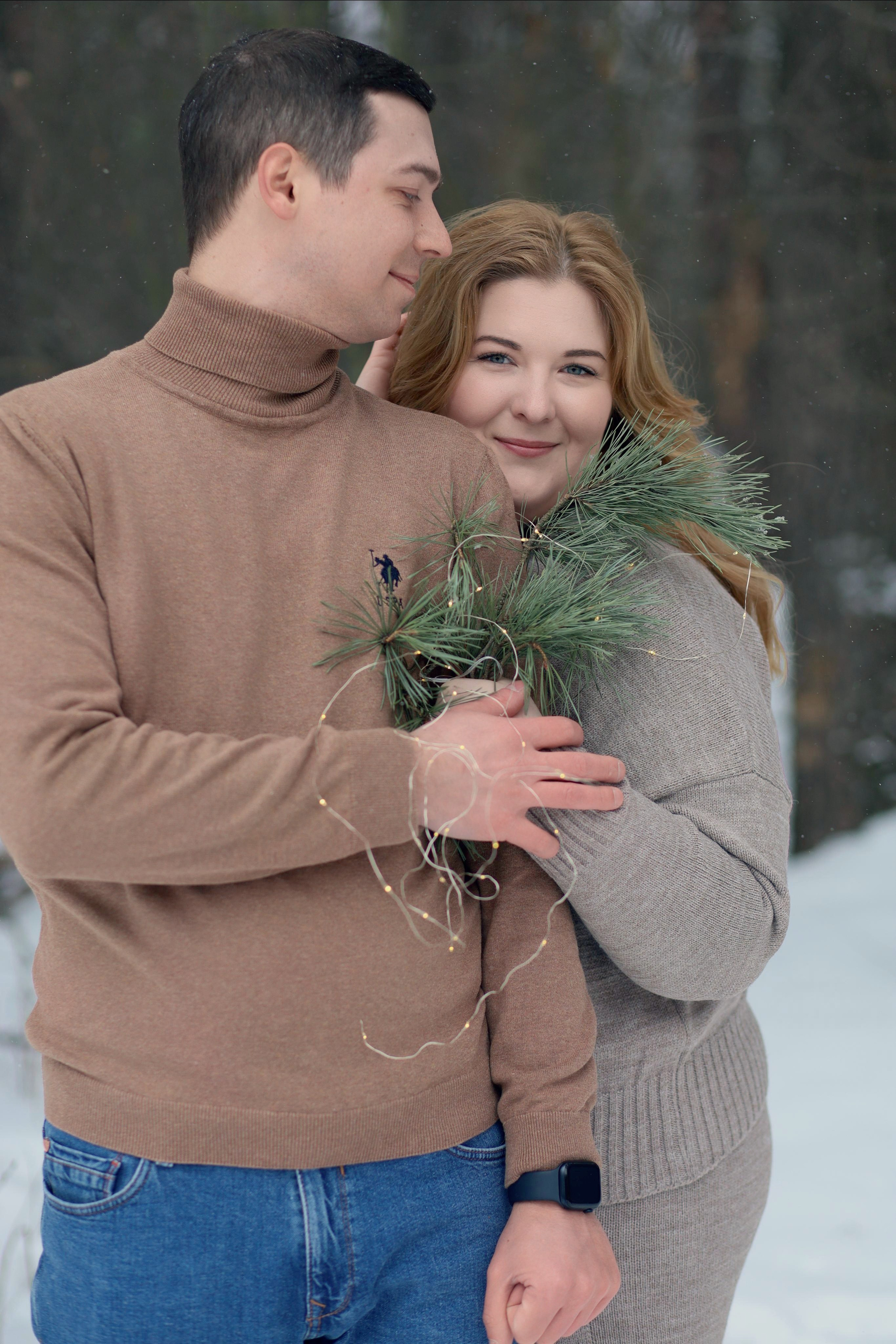 Зимнее Love story: Фотосессия в бежевых оттенках. Семейный фотограф в Москве 📸