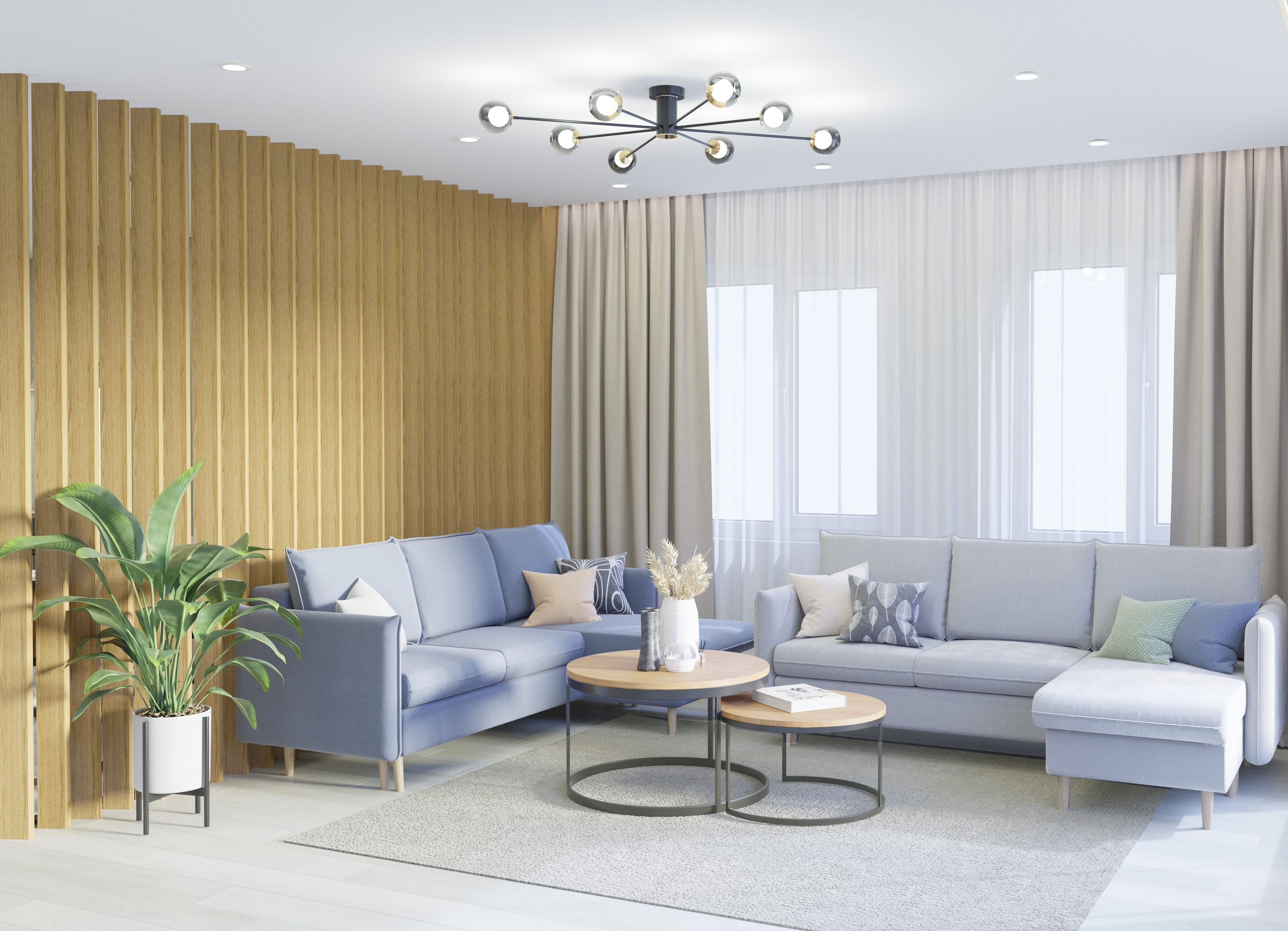 Кухня-гостиная в скандинавском стиле. Дизайн интерьера / Дизайн-проект / Лебедь Юлия