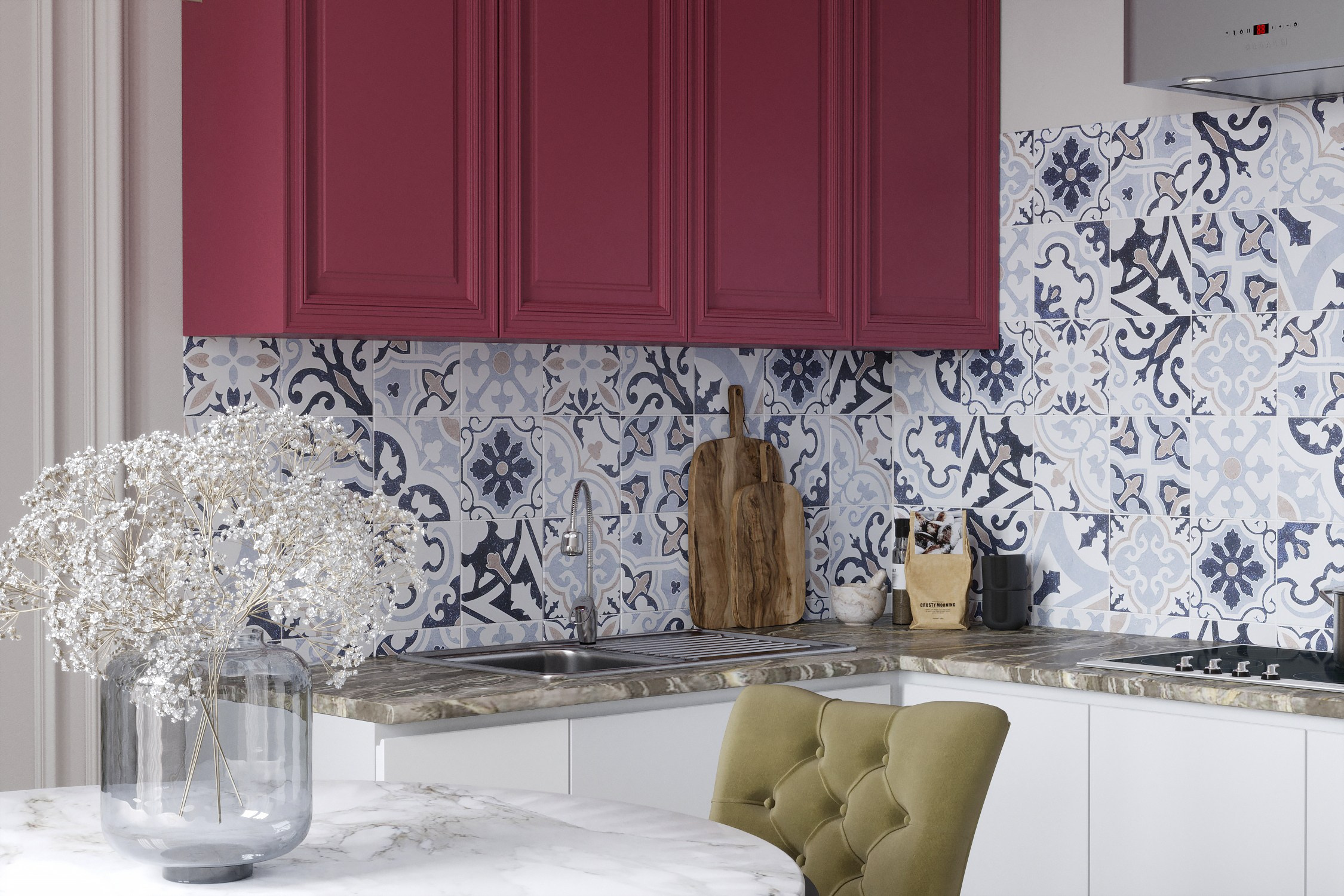 Визуализация кухни — гостиной 30 m². Заказать 3d визуализацию интерьеров — Дарья Веденёва