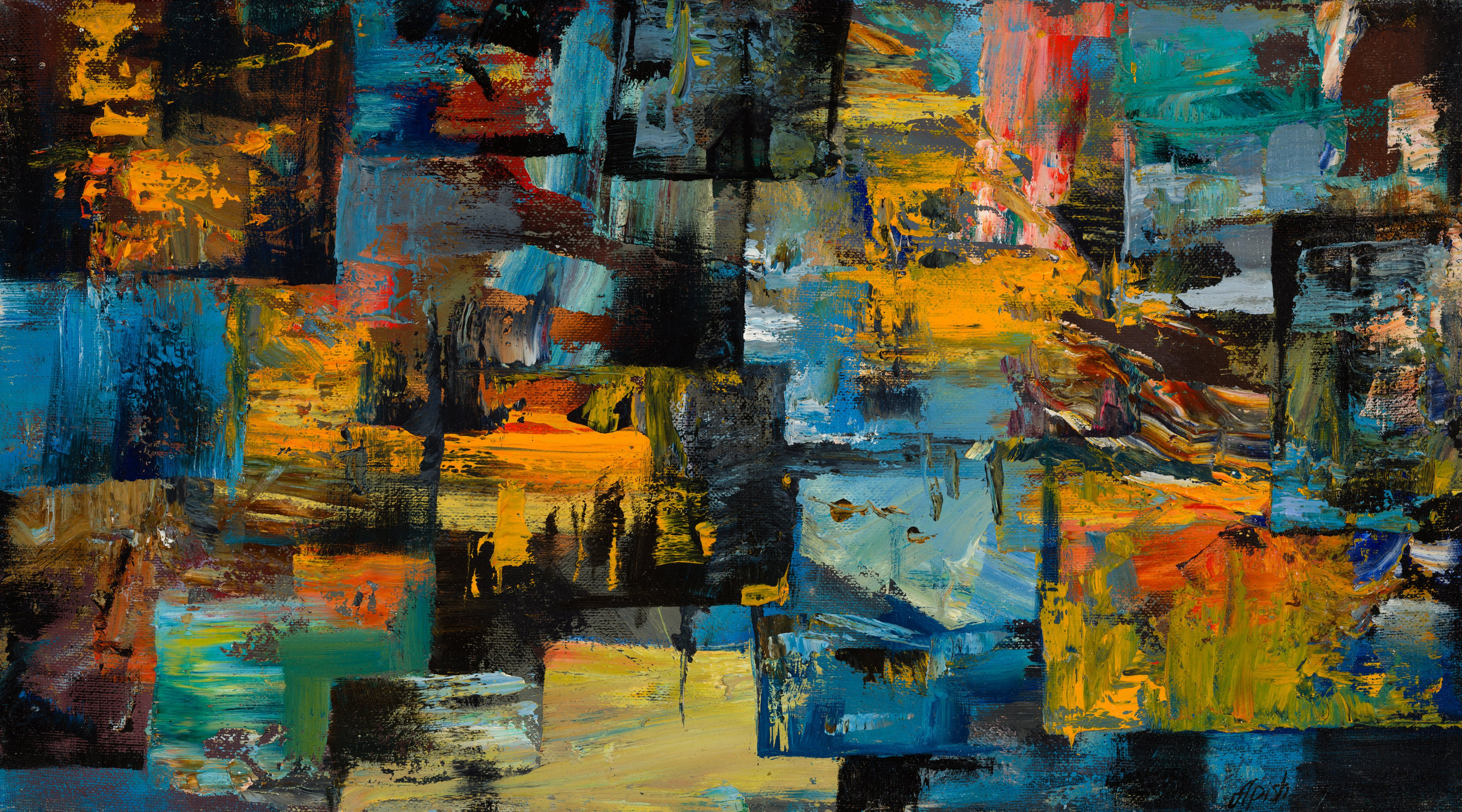 «Лоскуты воспоминаний 3» - художник Алексей Апиш (холст, масло, 25x45 см, 2023)