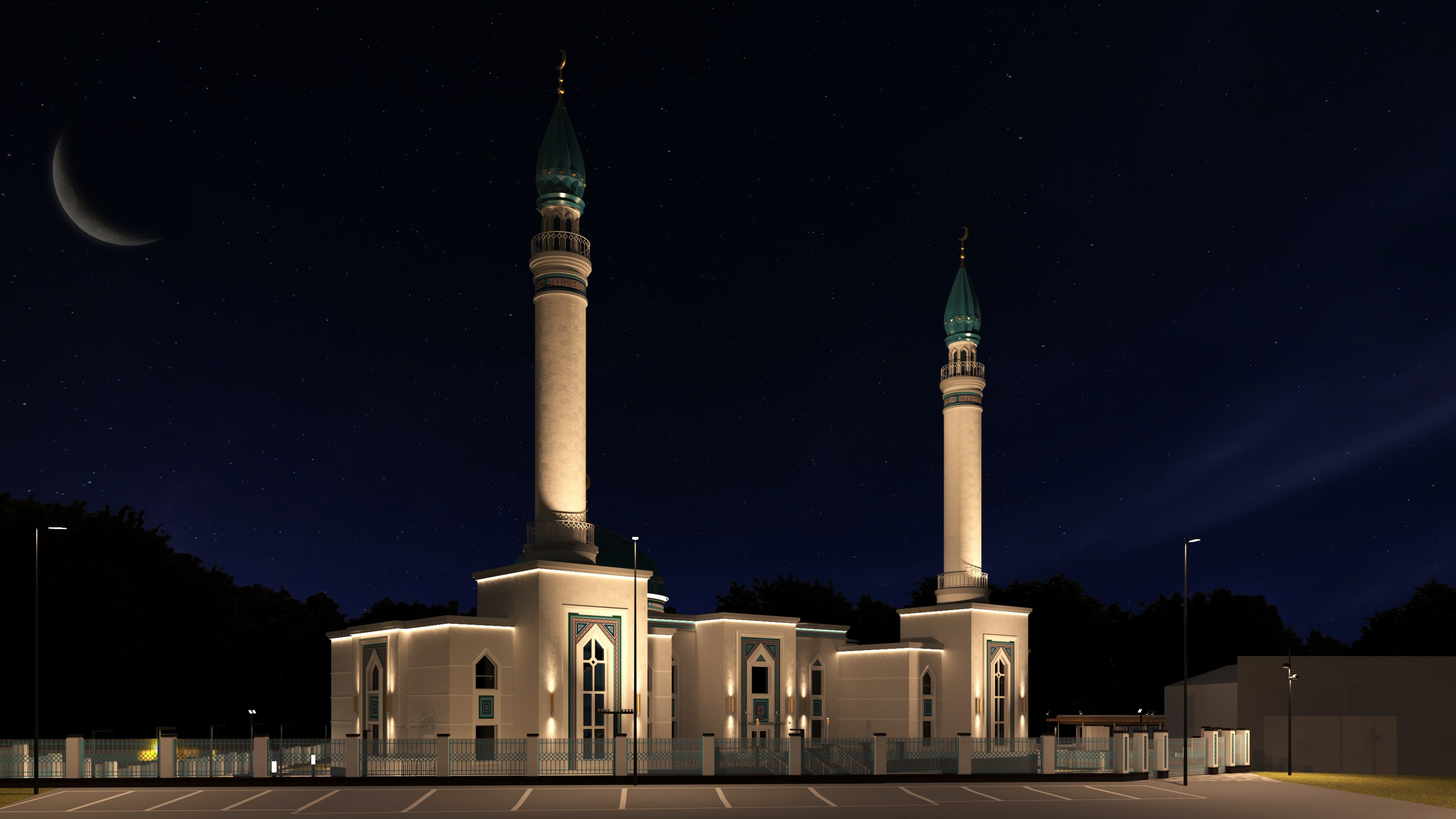 Визуализация подсветки мечети на улице Дубравная. Архитектор-дизайнер в Казани
