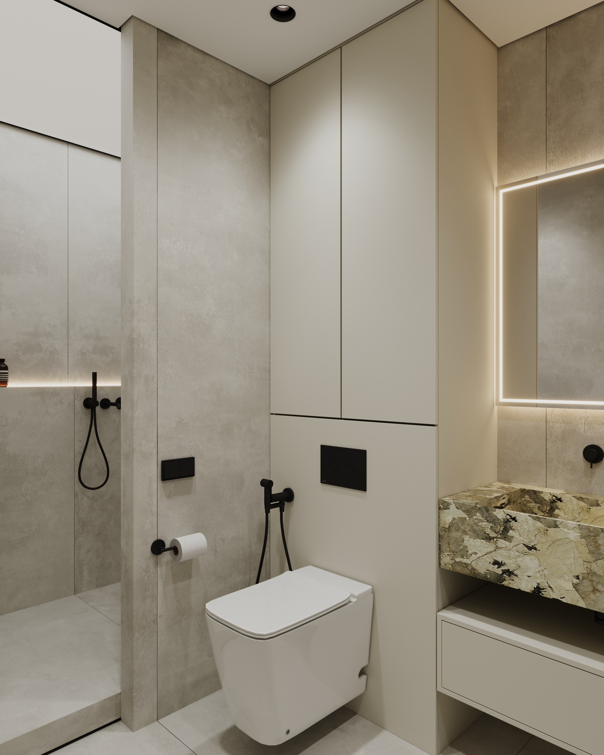 Санузел № 1. Визуализации интерьера