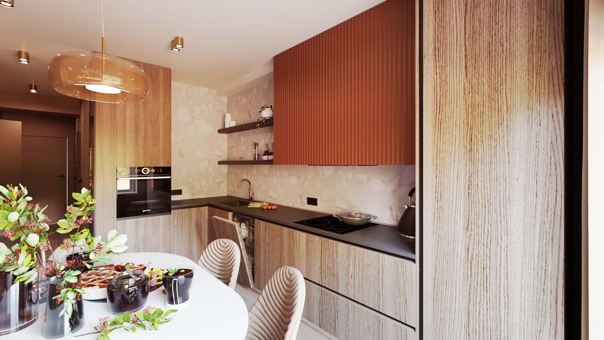 Терракотовый интерьер в Красноярске. Интерьерный дизайнер и художник. Локация в г. Екатеринбурге беру проекты в разных странах