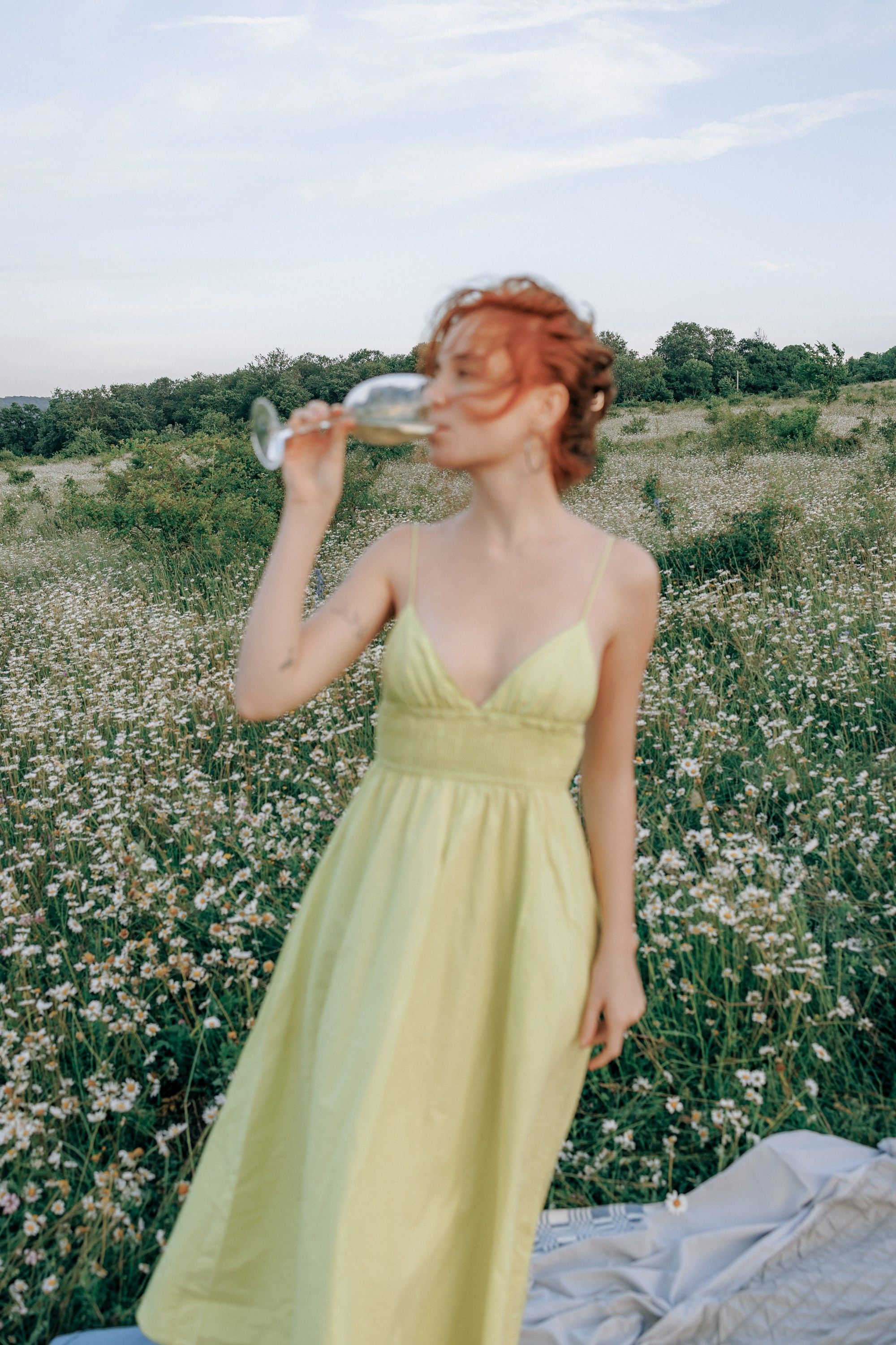 Picnic in the chamomile field in Georgia. Fedor Lemeshko — Destination Wedding and Family Lifestyle photographer