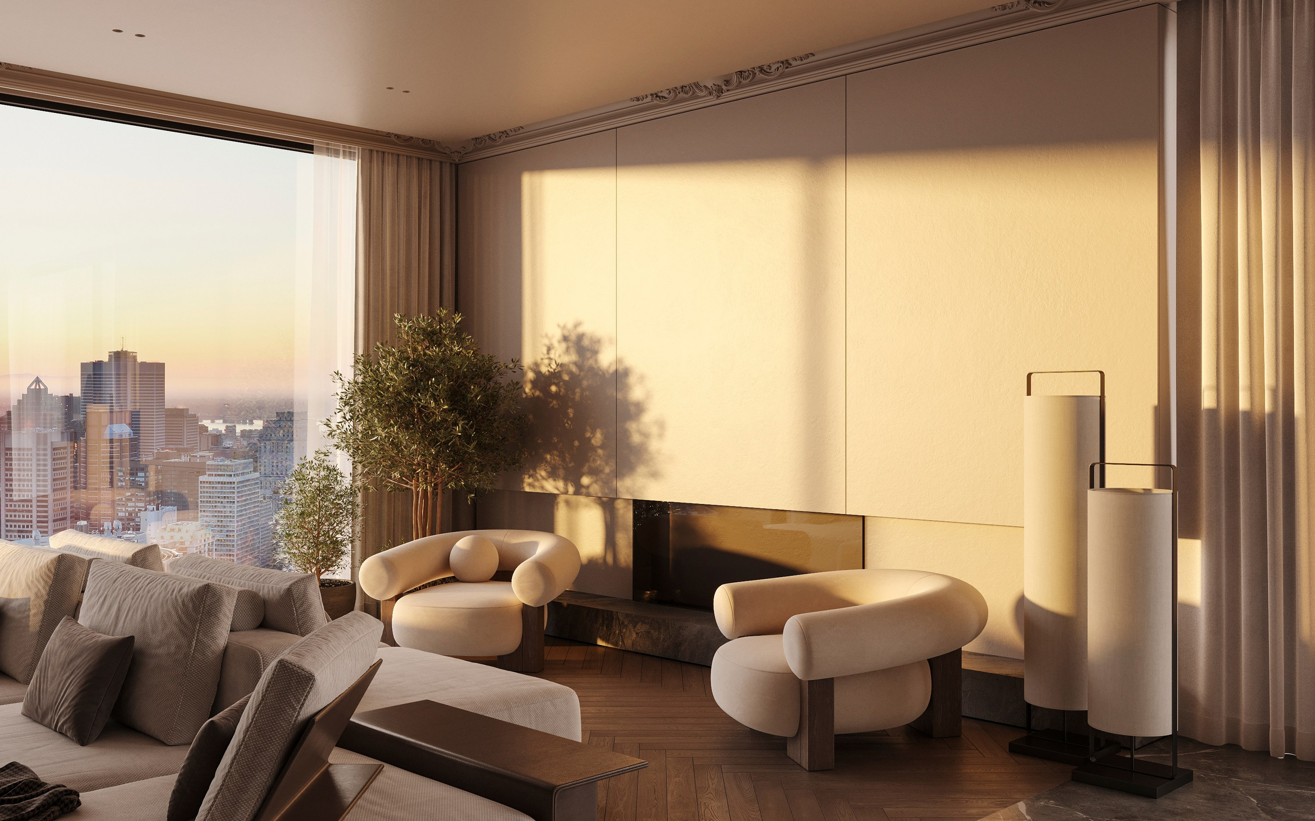 COZY SKYLINE | CONCEPTUAL PROJECT. Interior Visualization by Valerie Stetyukevich