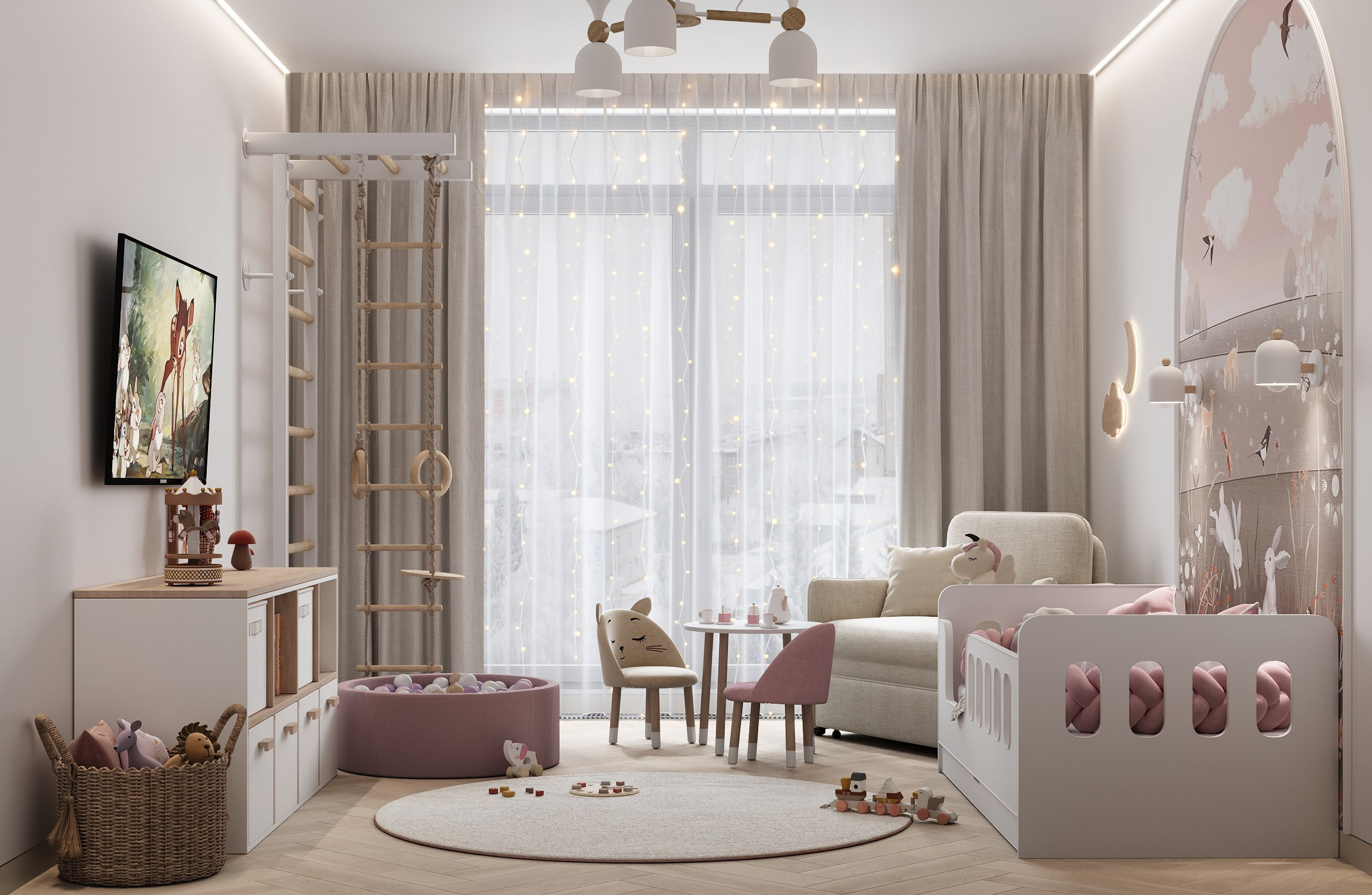 Детская 15.3 m². Заказать 3d визуализацию интерьеров — Дарья Веденёва