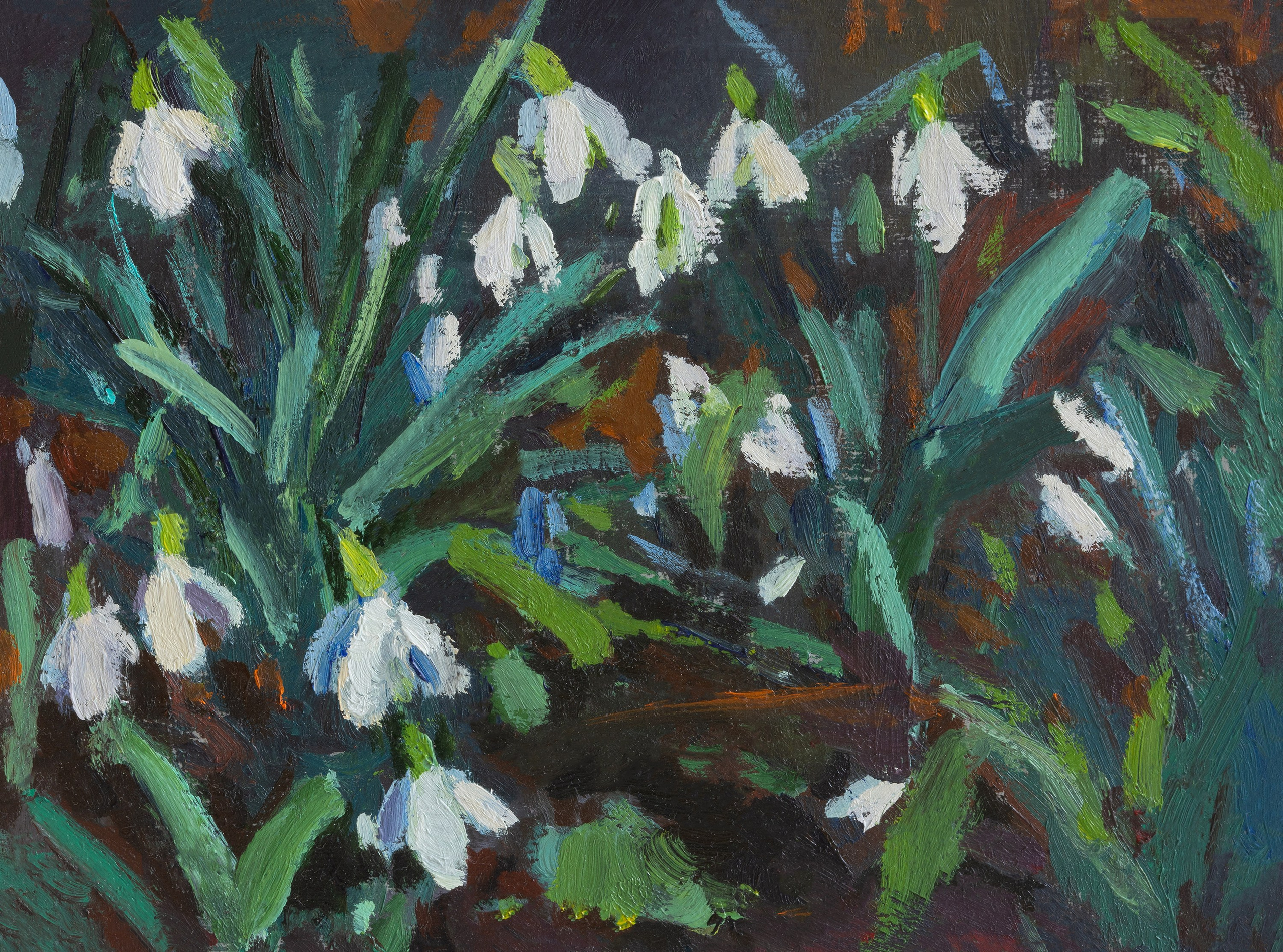 "Поляна подснежников" картон, масло 15х21см, 2024г