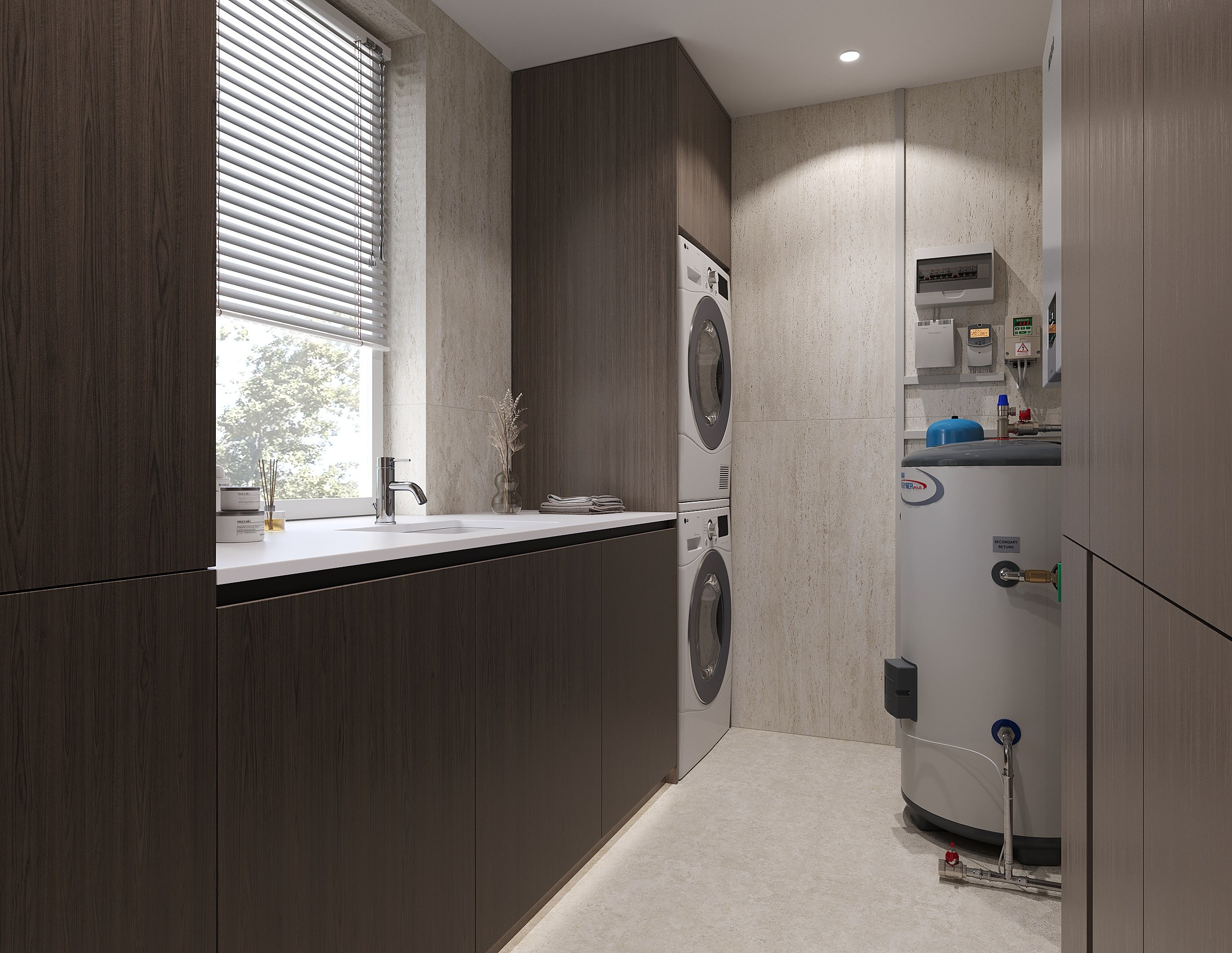 Санузел и постирочная. 3D визуализация