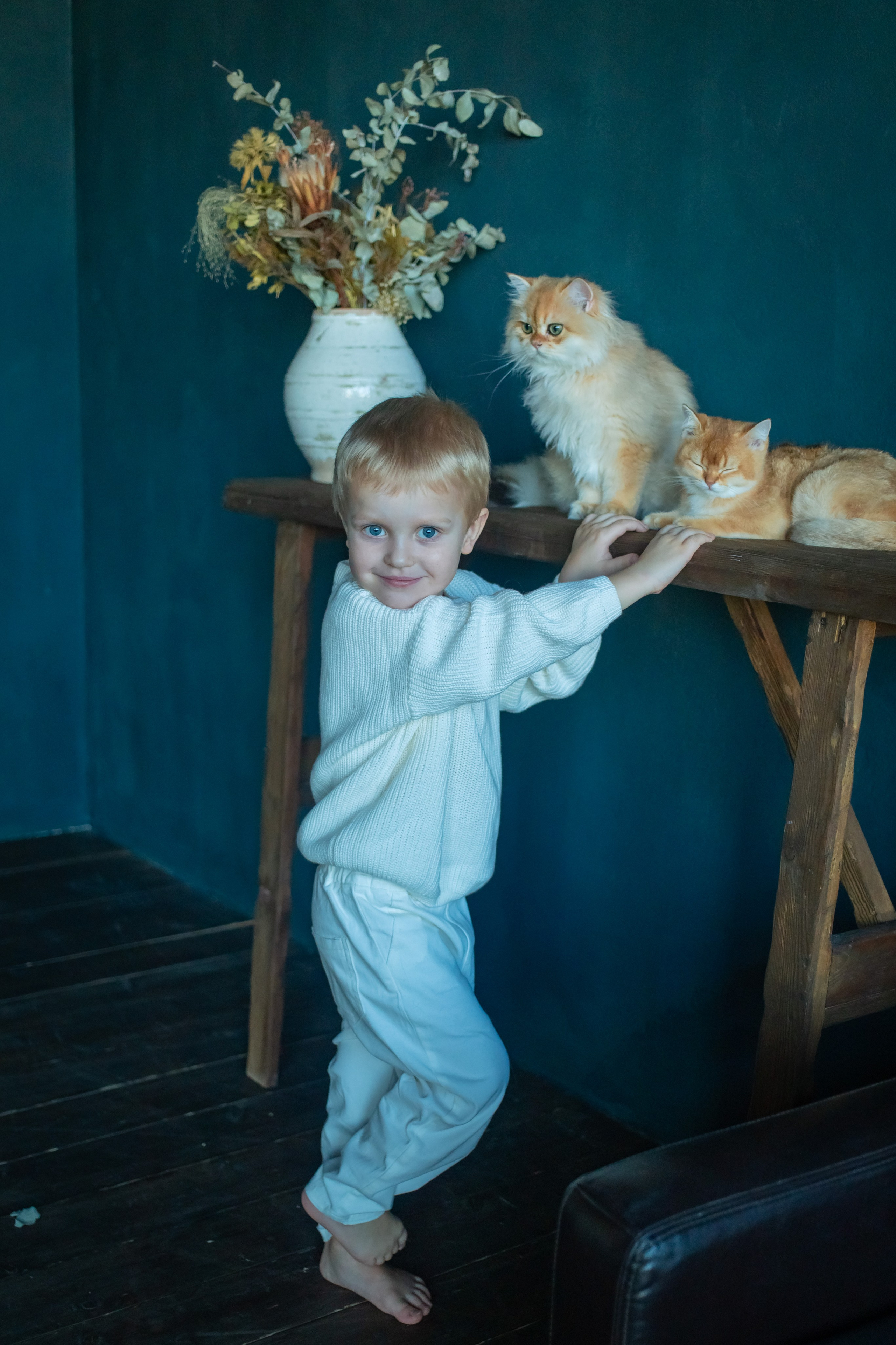 Детская фотосессия с котятками в студии в СПБ