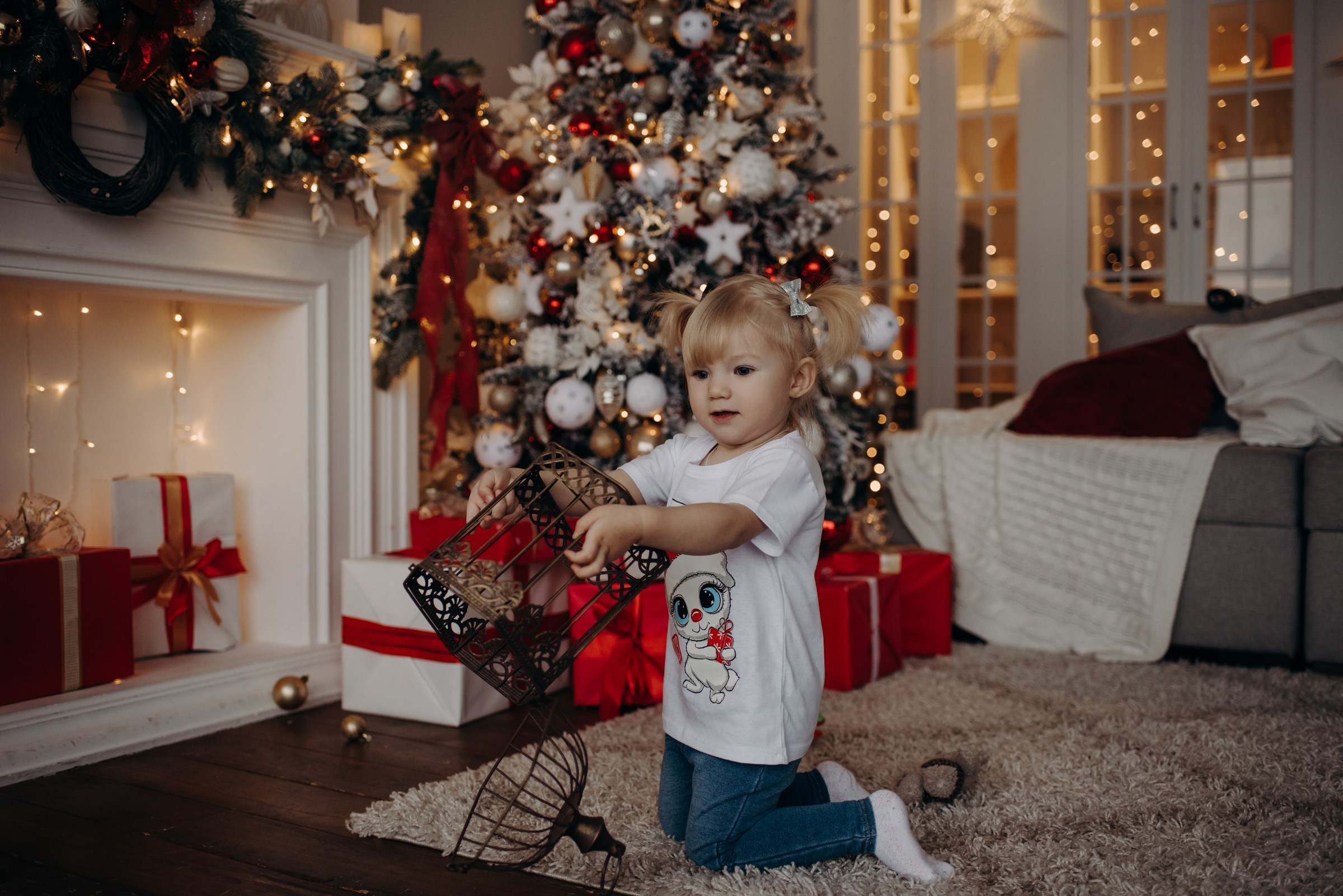 семейная новогодняя фотосессия в фотостудии