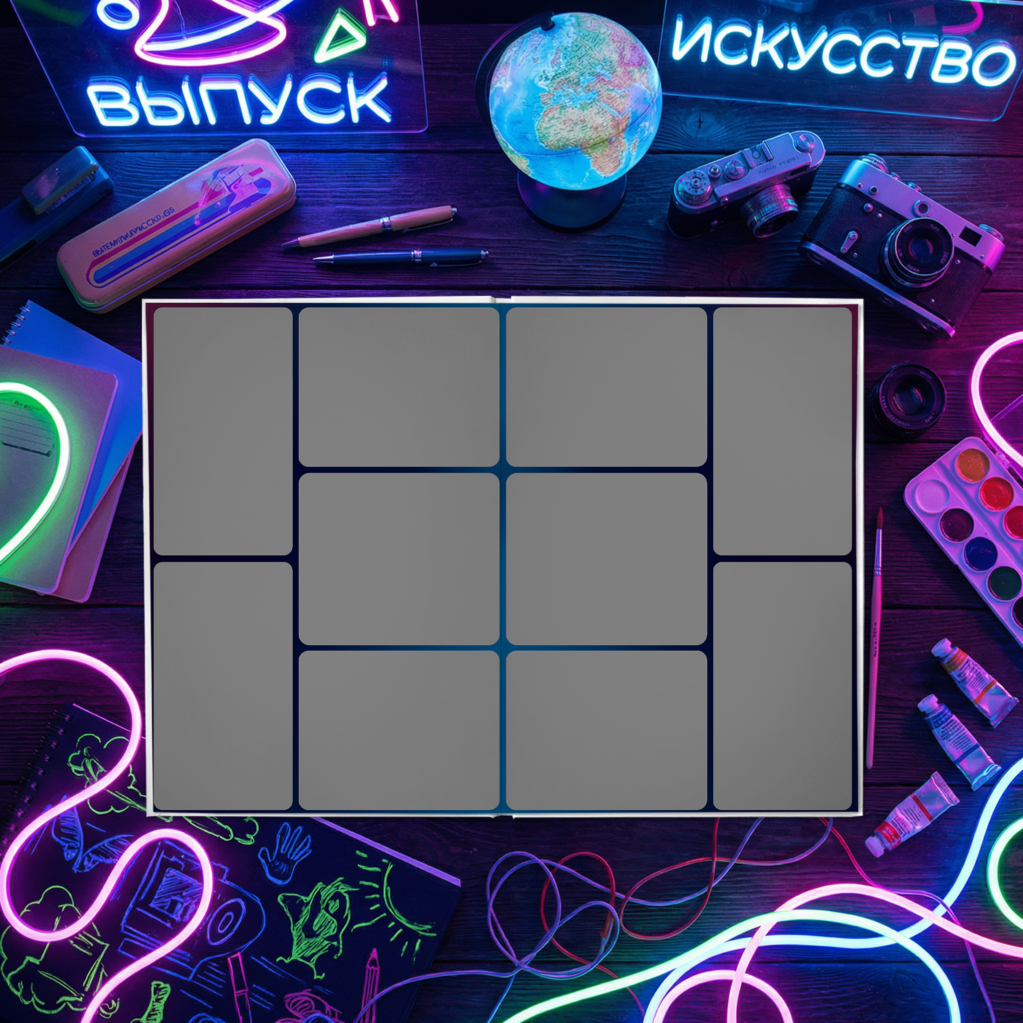 010 Neon. Дизайны, psd шаблоны школьных и выпускных альбомов и обложек