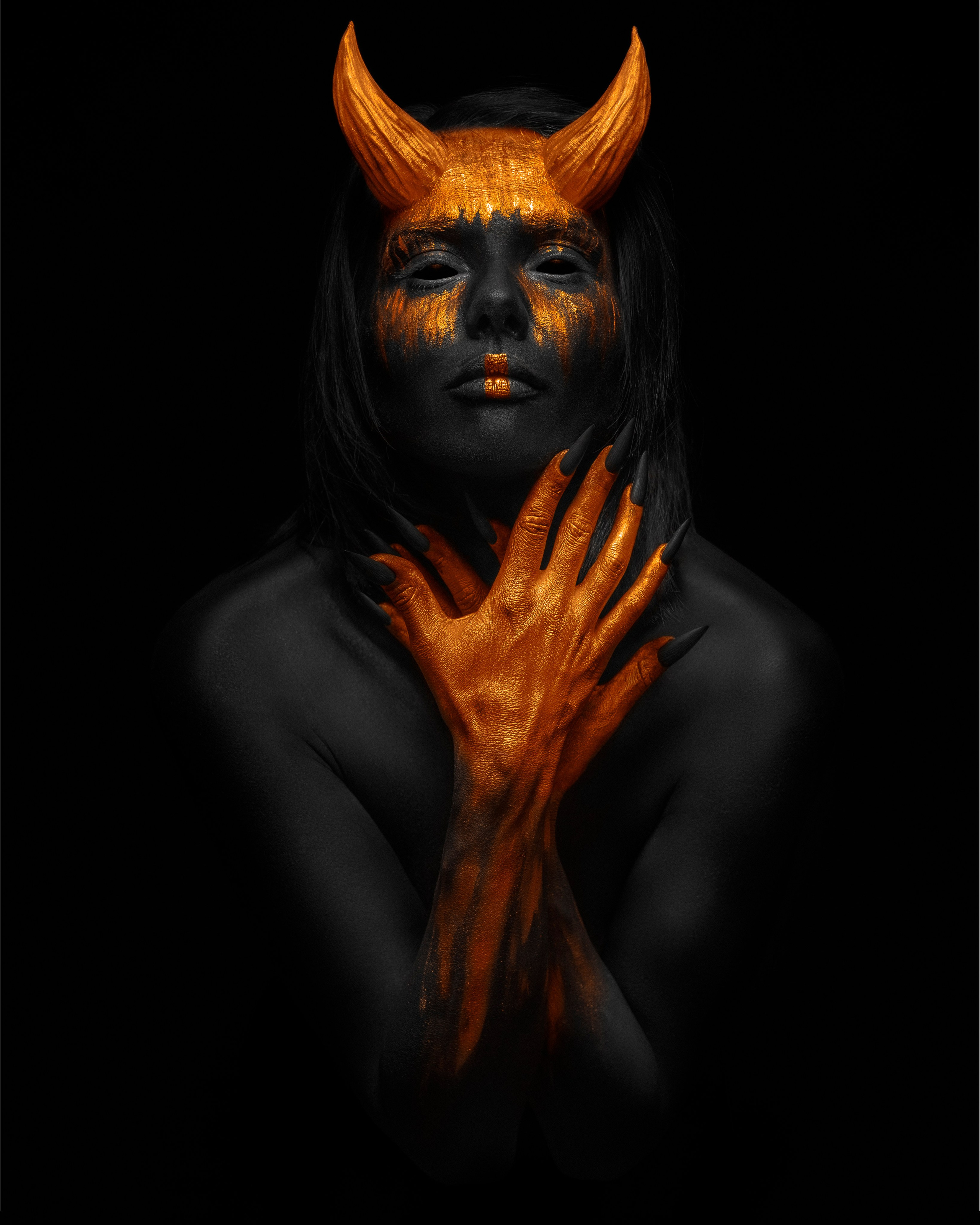 Бодиарт. Фотосессия демон. Девушка демон. Художественная фотосессия. Фотосессия косплей. Арт.