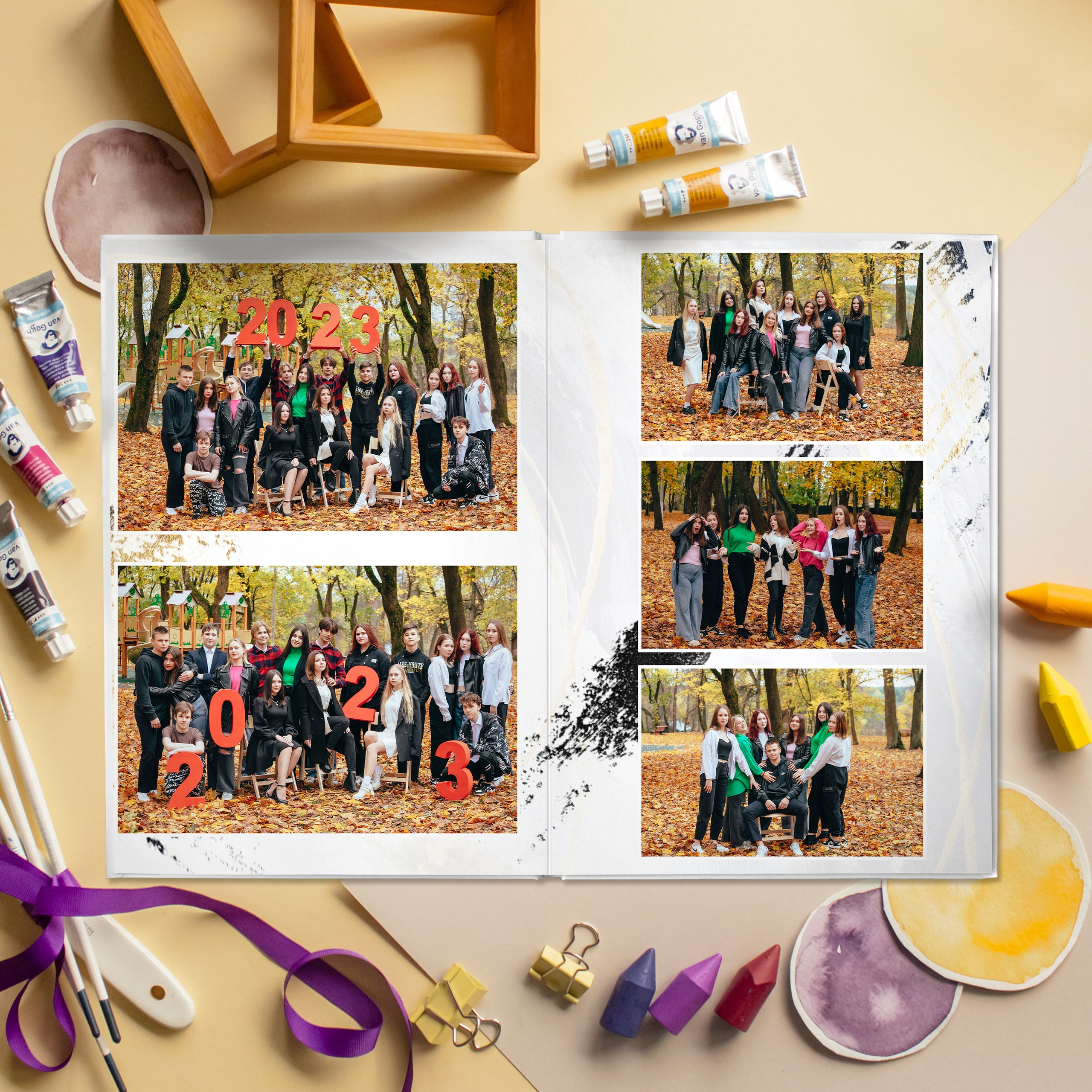Выпускной альбом для старшей школы 5 разворотов. Выпускные альбомы для детского сада и школы в Москве