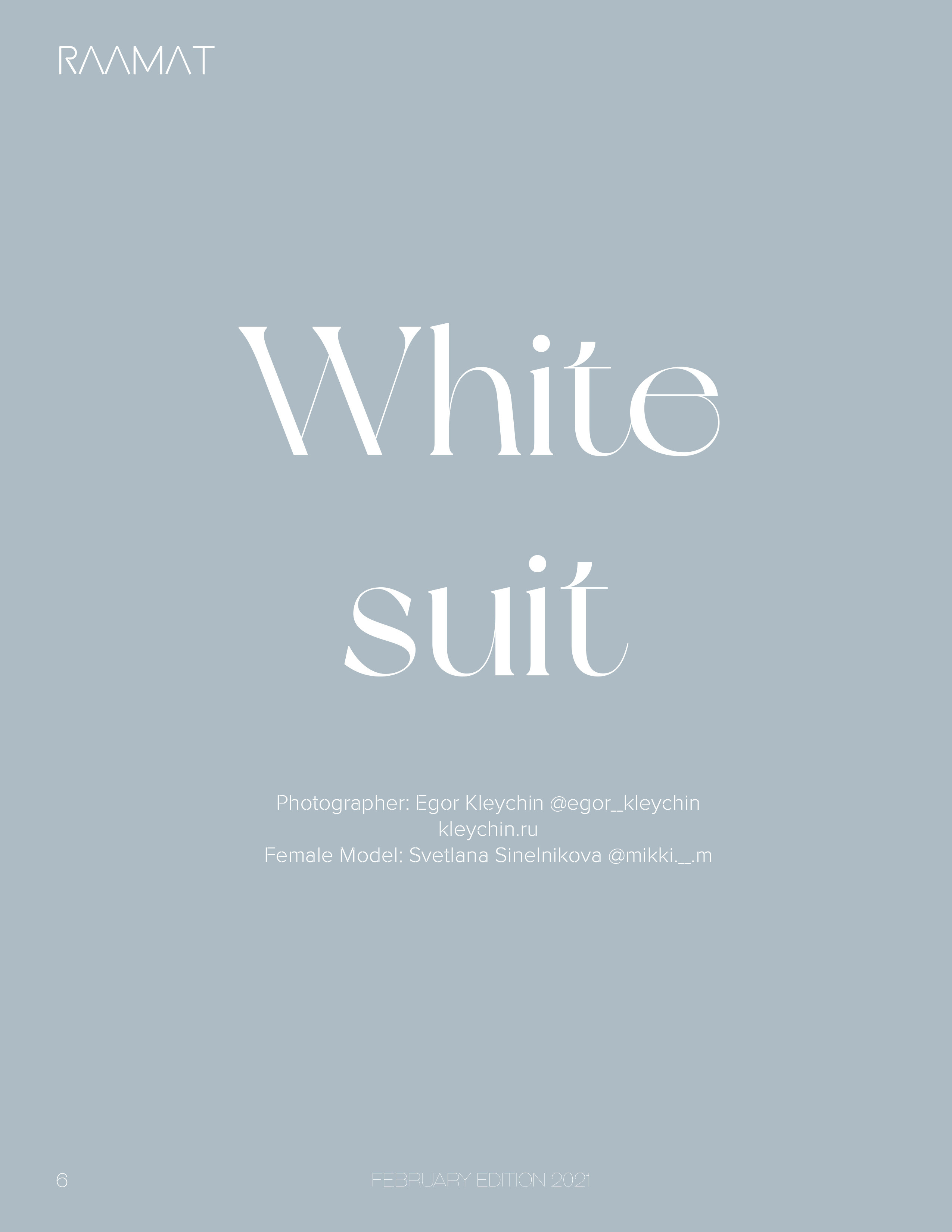Raamat magazine. White suit. Съемка портретных фотографий в Краснодаре Егор Клейчин