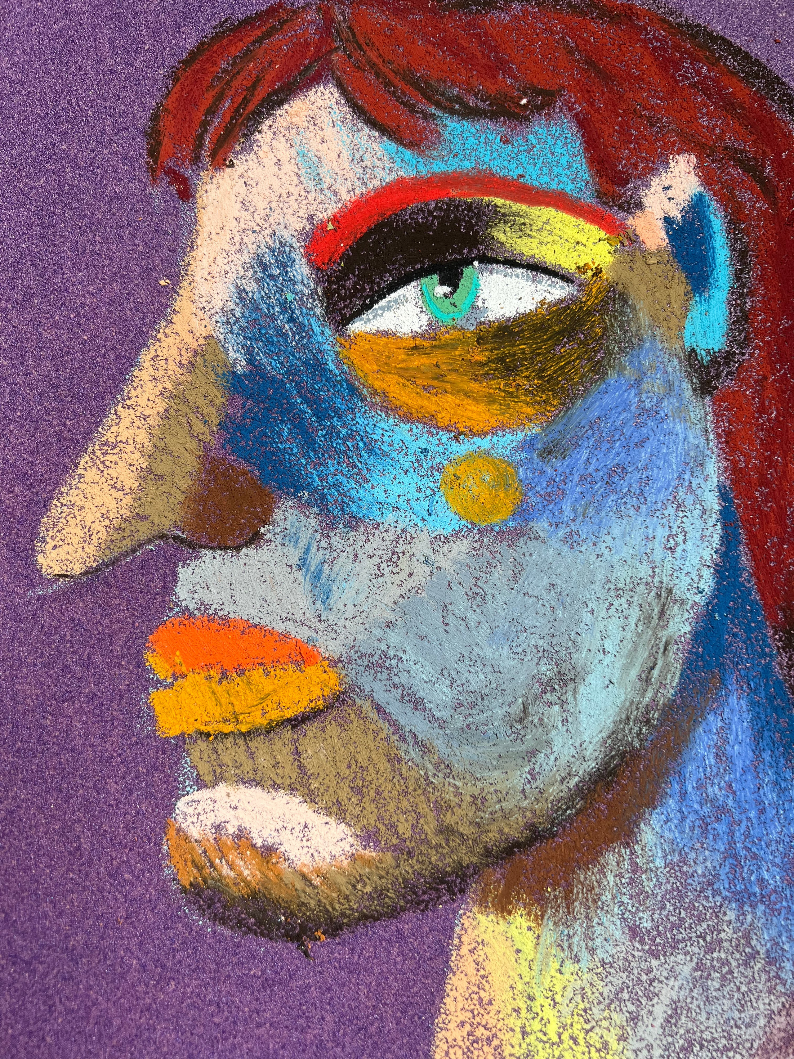 Fisherman Medium: Oil pastel, sandpaper Size: 28 x 23 cm