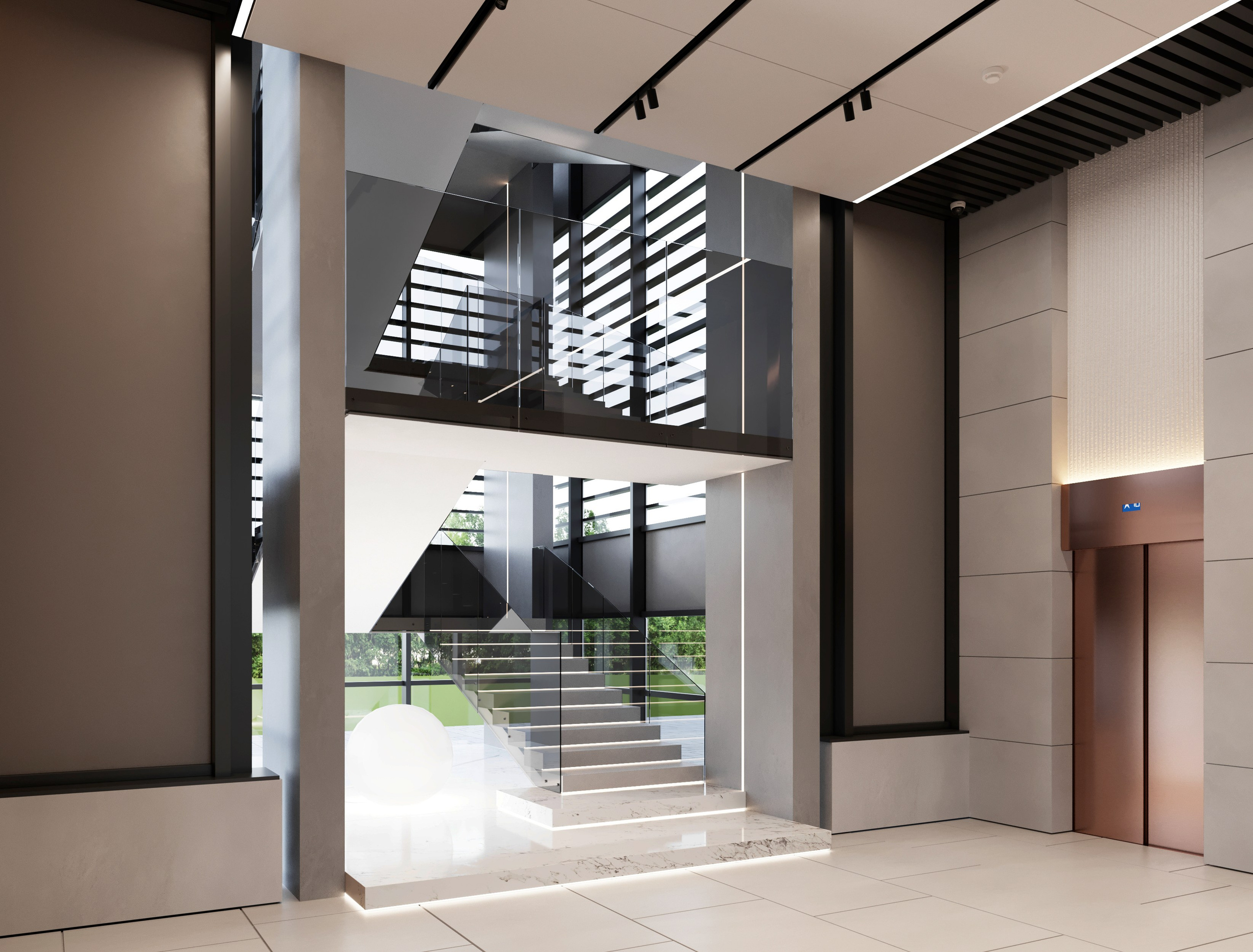 Лобби Волковская. Архитектурные интерьеры