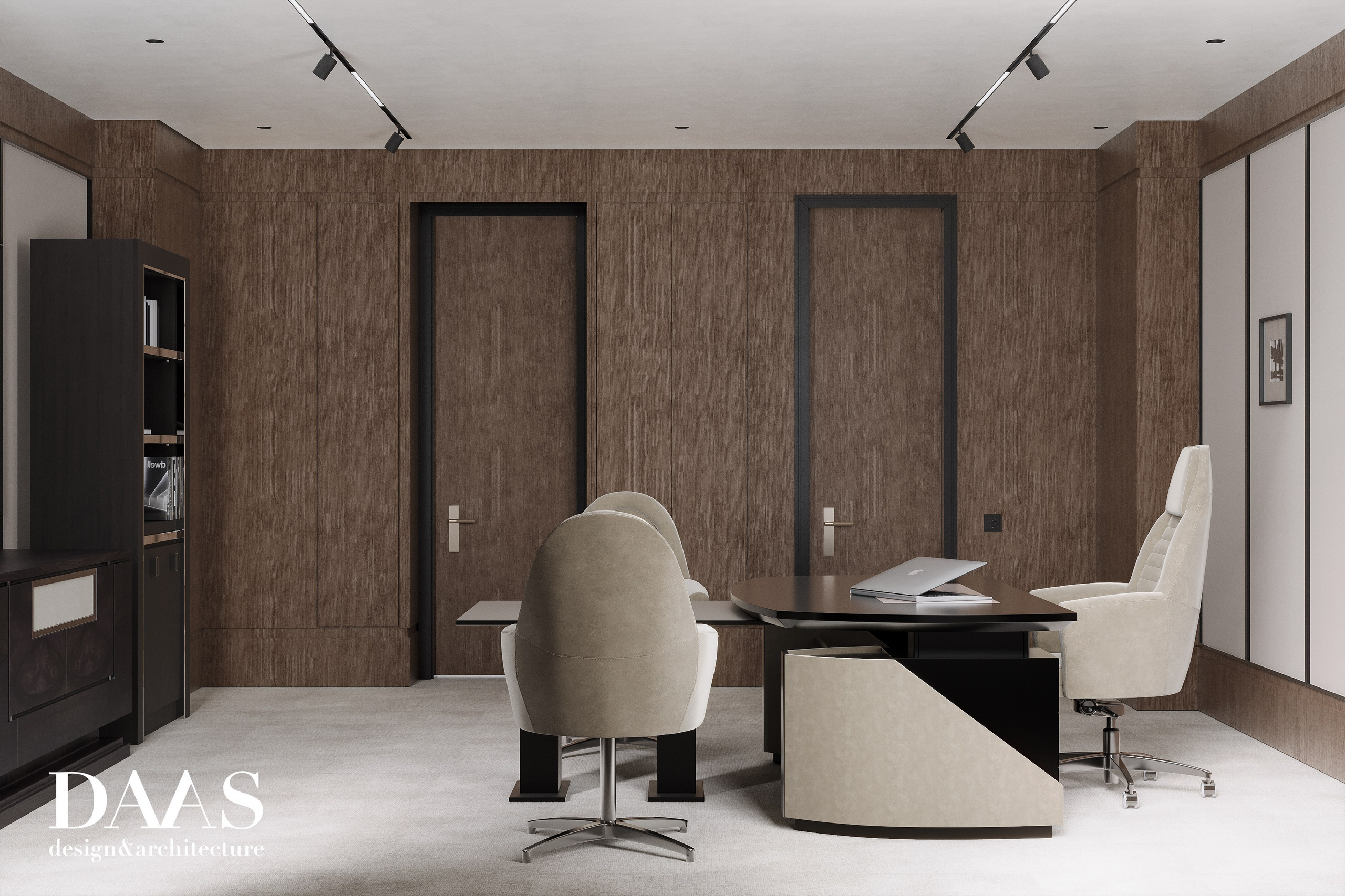 Кабинет руководителя для DAAS bureau. 3D визуализация интерьера и архитектурной среды