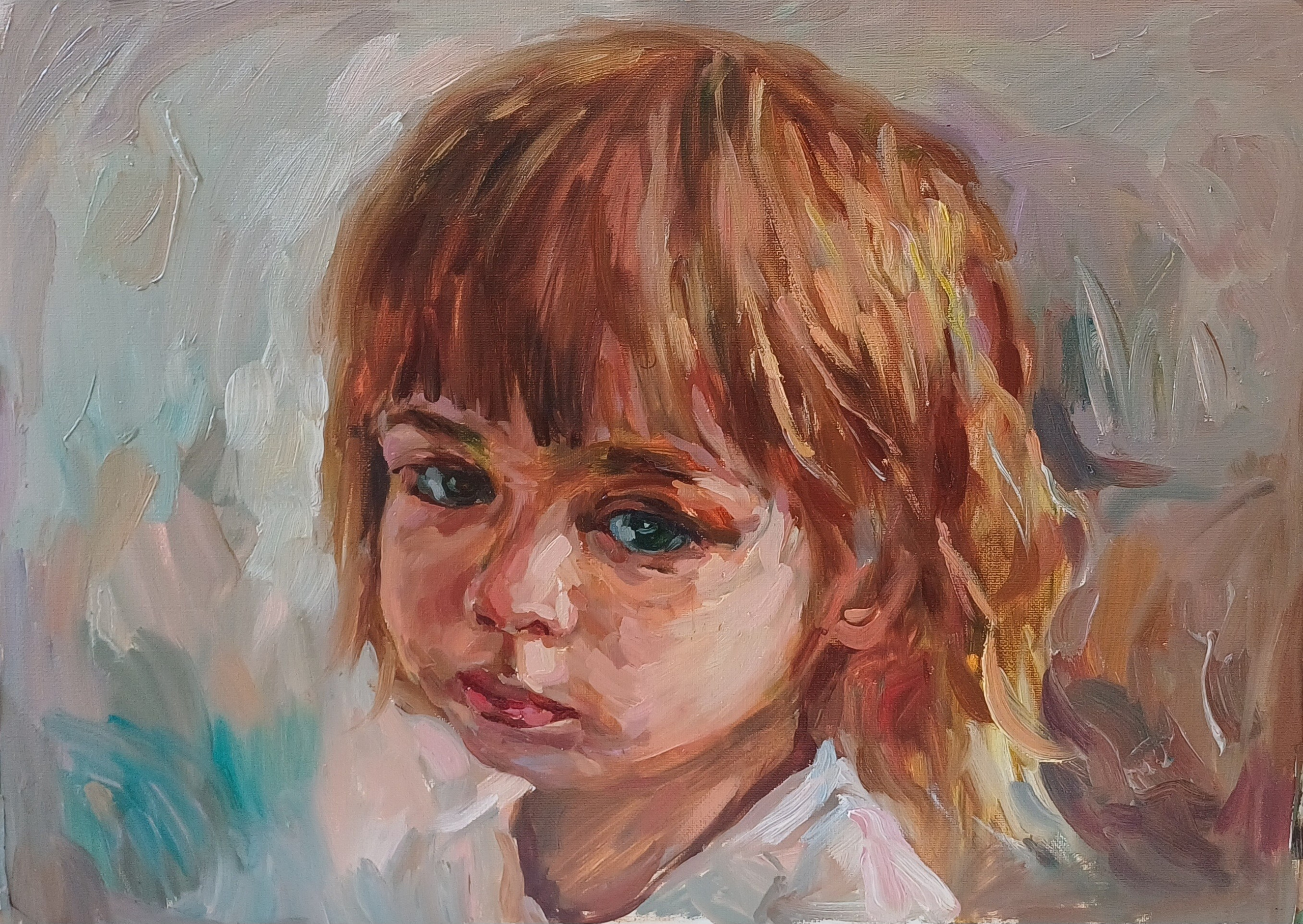 Детский портрет. Заказать портрет маслом на холсте по фото в яркой живописной манере