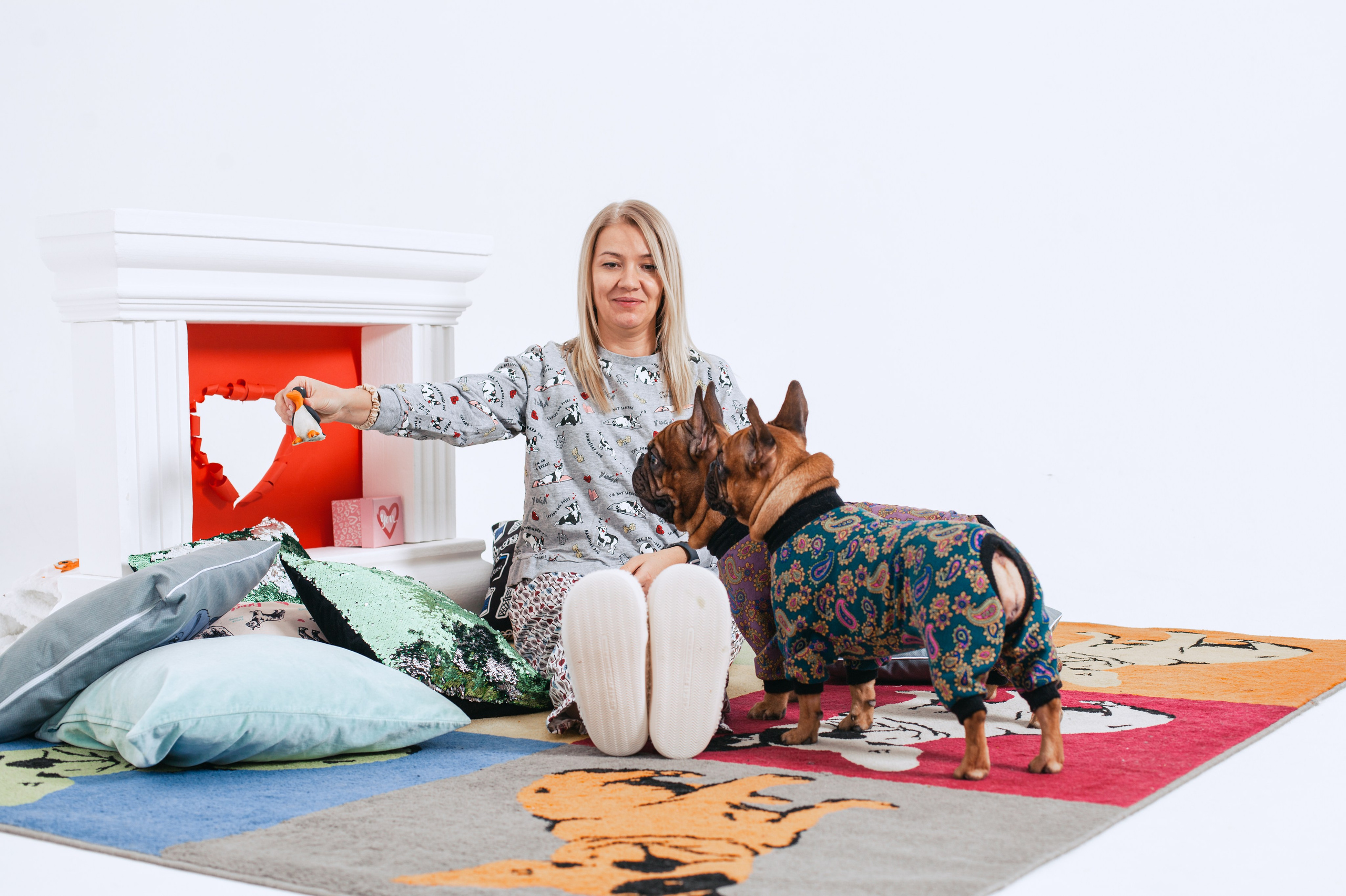 Пижамная вечеринка французских бульдогов и их хозяев. Фотограф-анималист Татьяна Степанова