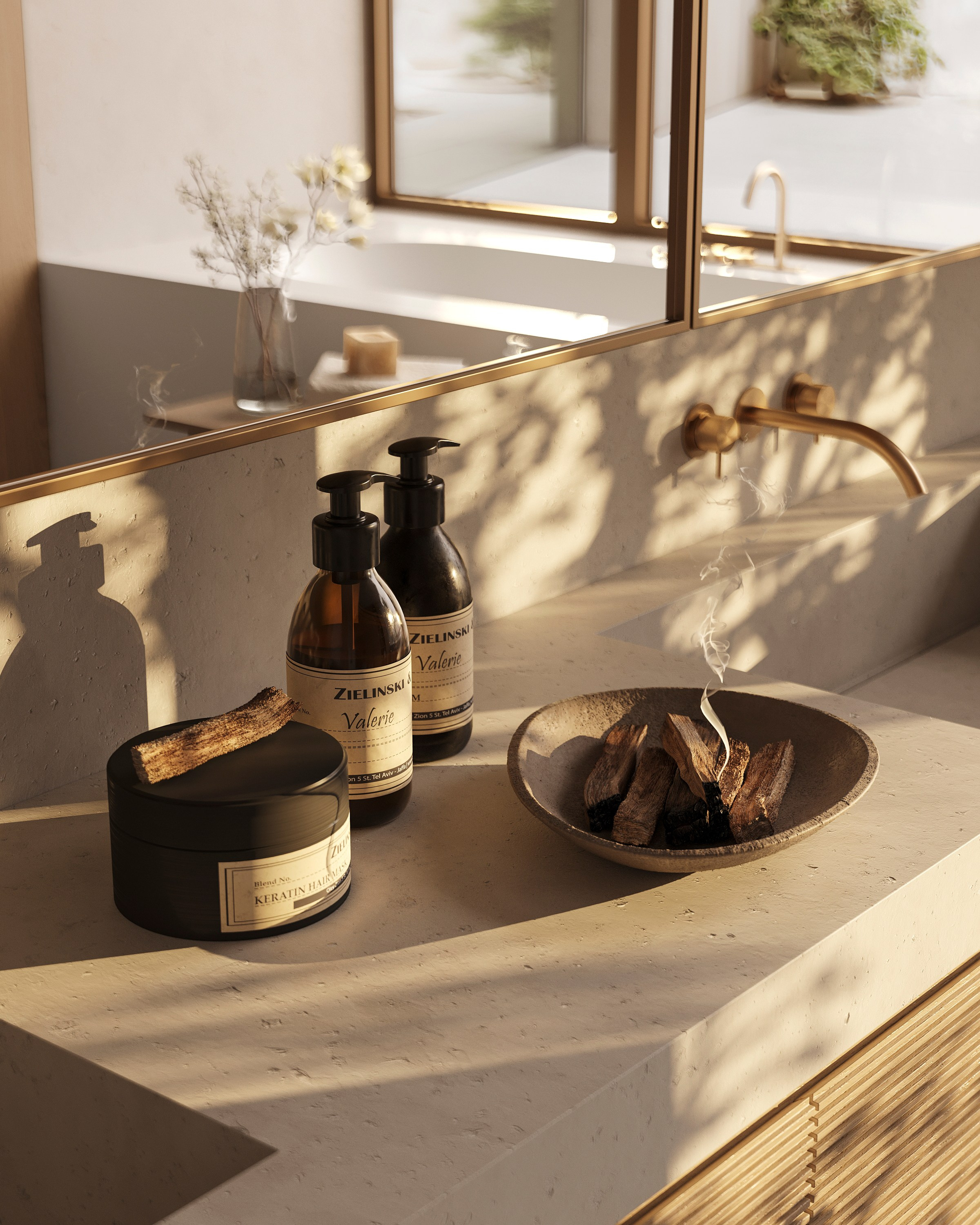 ZEN BATHROOM | SUNNY & SOFT CONCEPTS. Interior Visualization by Valerie Stetyukevich